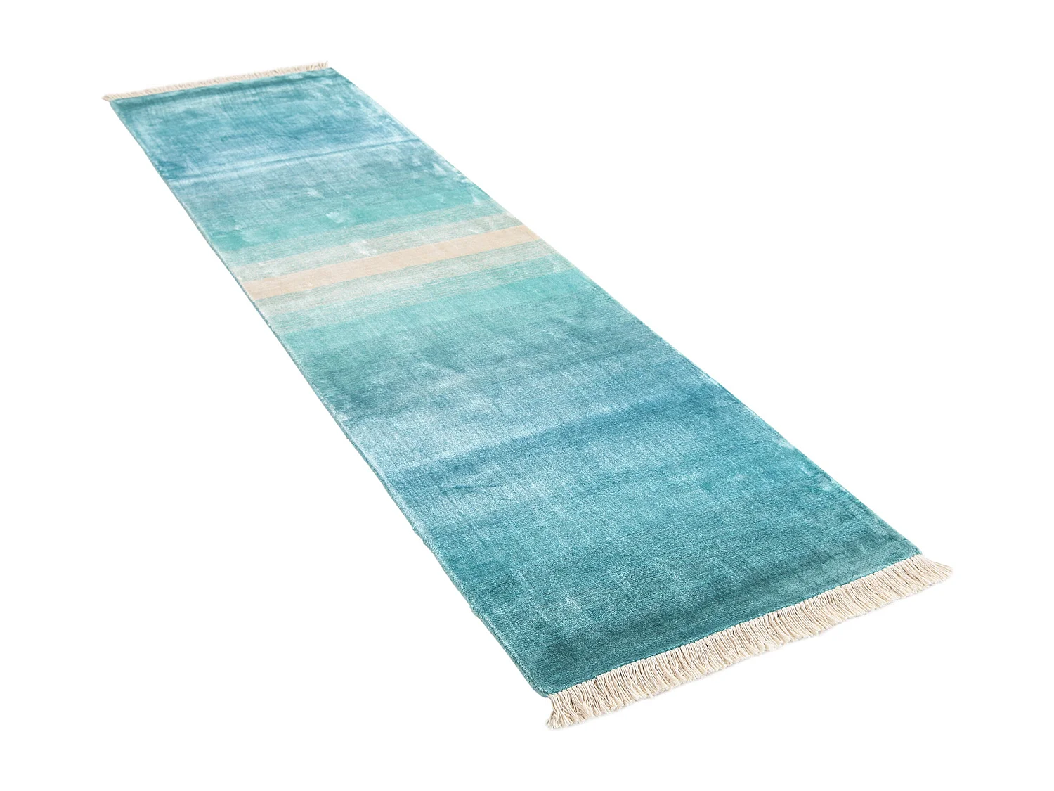 Tapis de couloir en laine 76x295 turquoise Darya