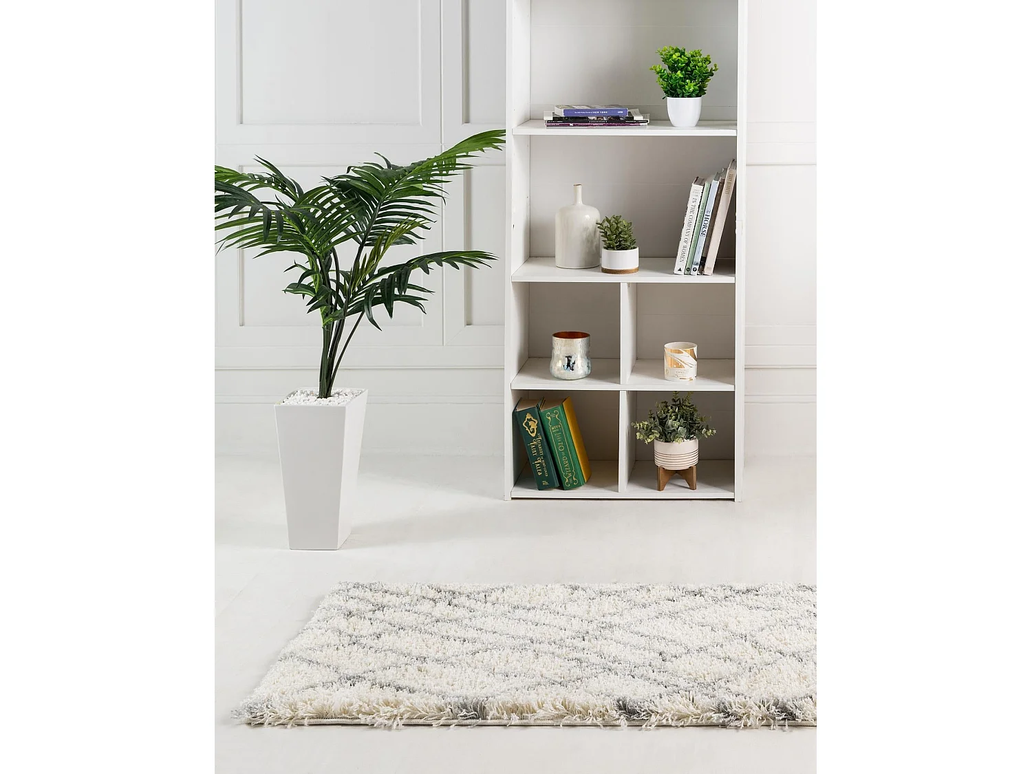 Hochflorteppich 62x120 Cremeweiß Lachen Fence