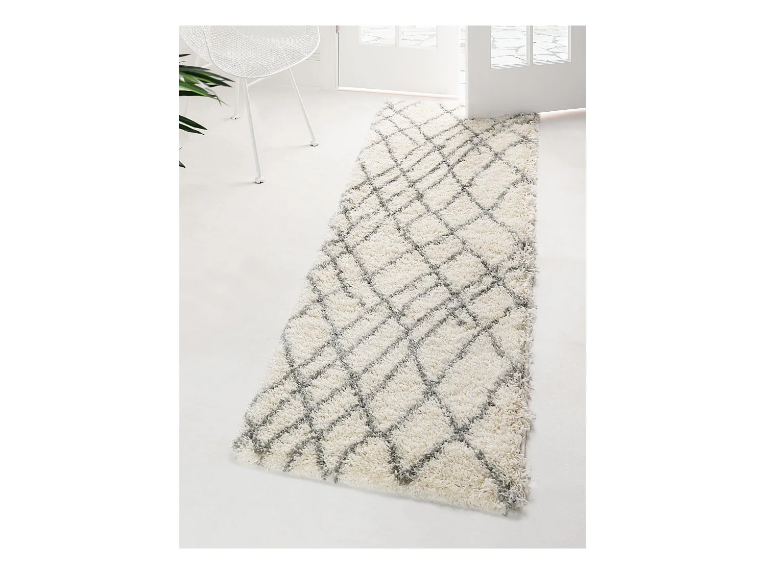 Tapis shaggy 62x120 blanc crème Lachen Fence