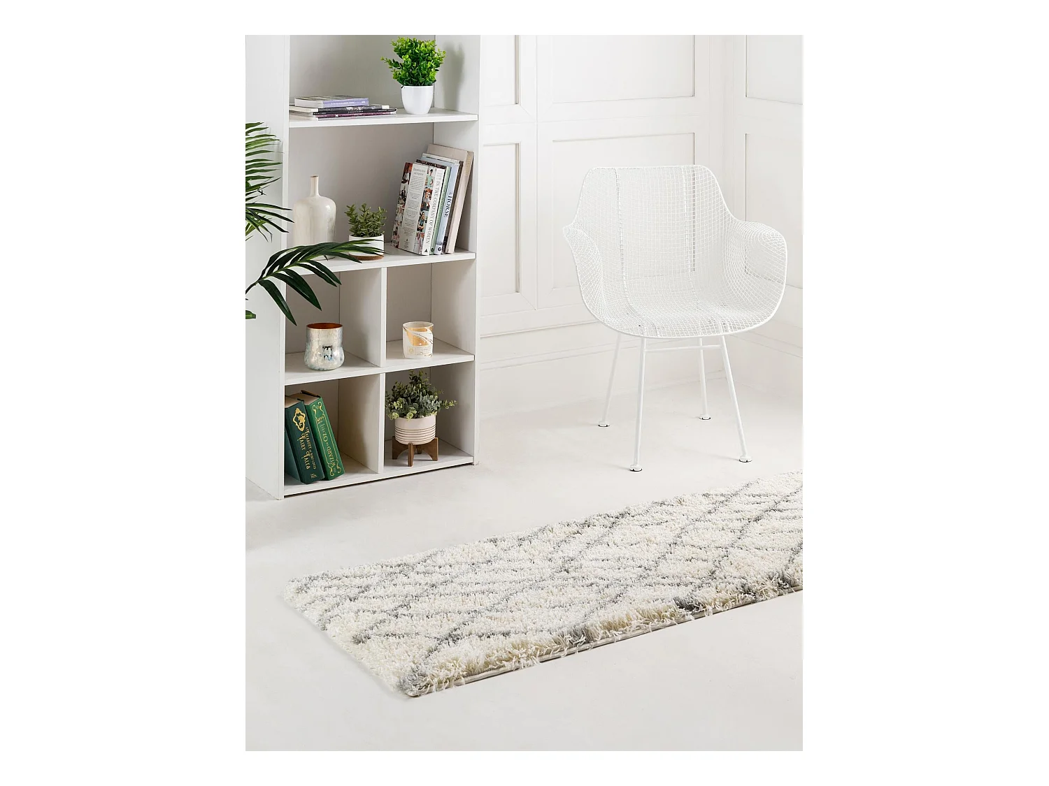 Hoogpolig tapijt 120x62 Crème wit Lachen Fence