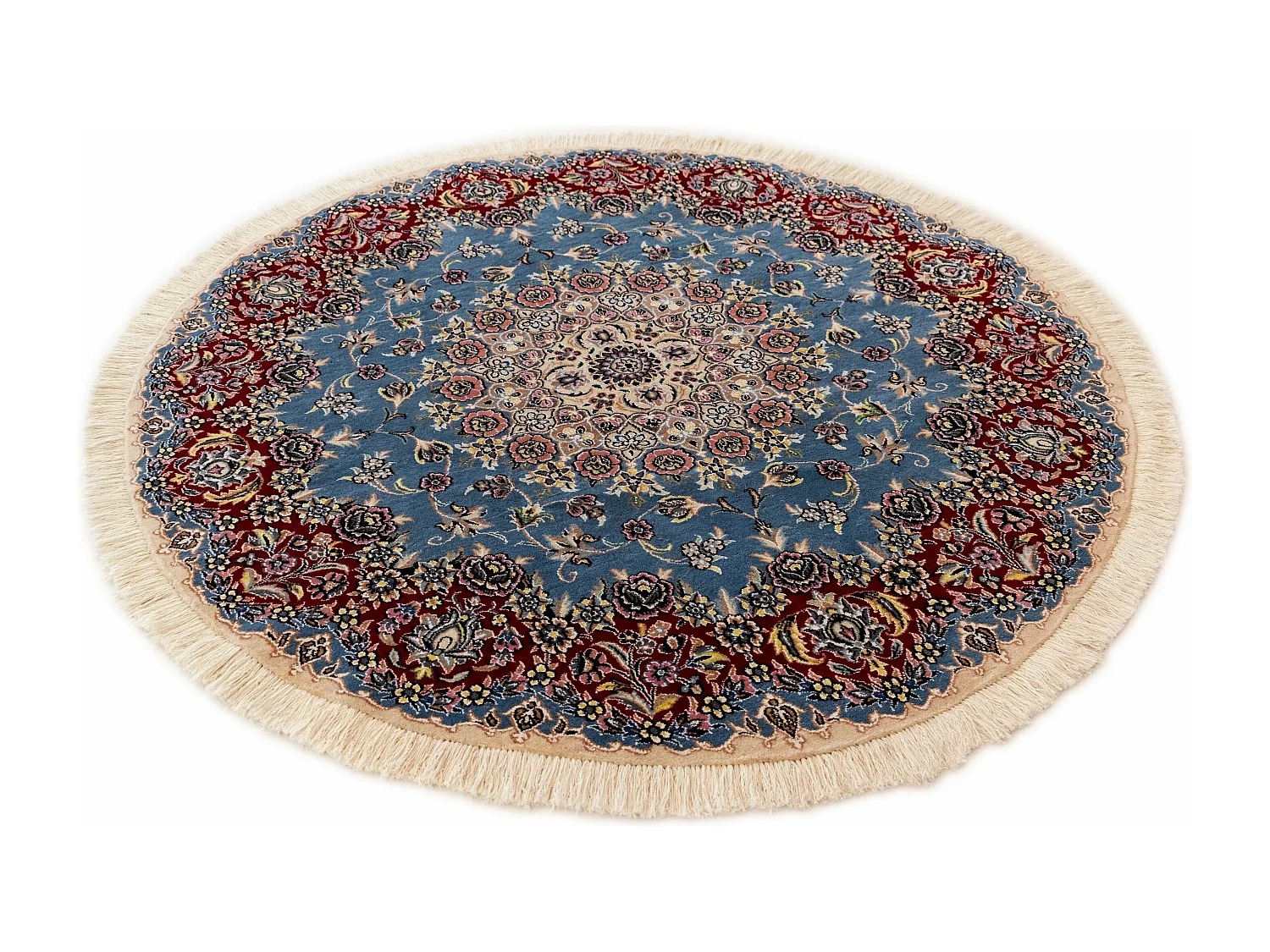 Wollteppich 150x150 Blau Nain