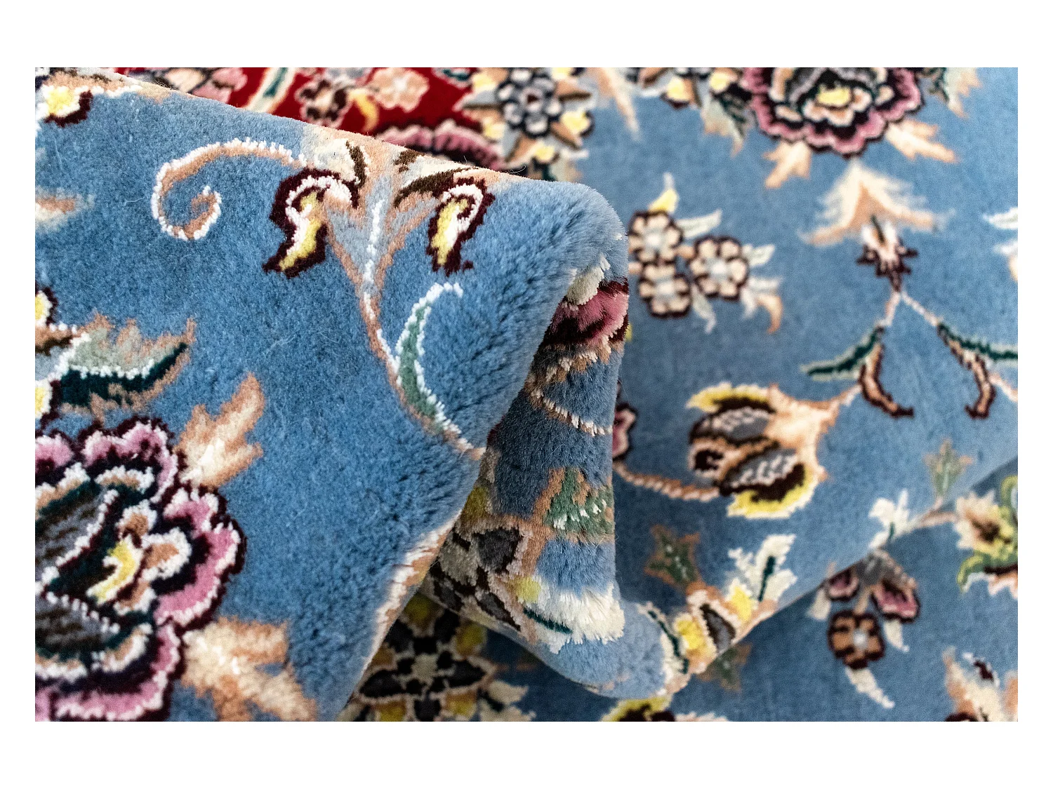 Wollteppich 150x150 Blau Nain