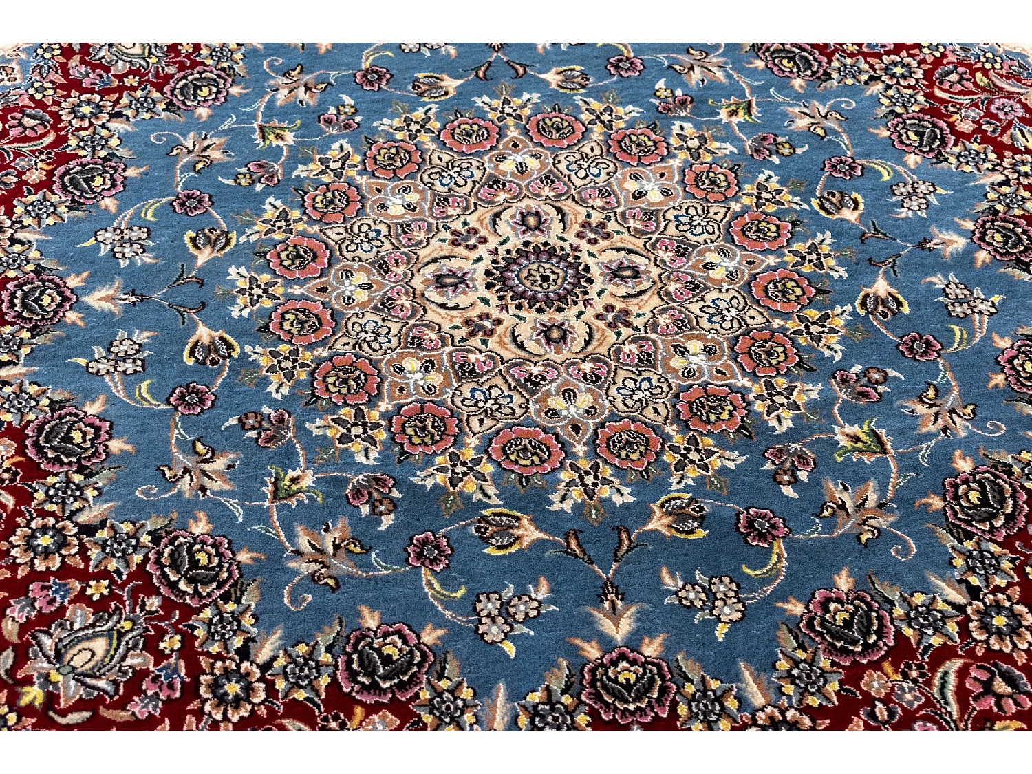 Tapis de laine 150x150 Bleu Nain