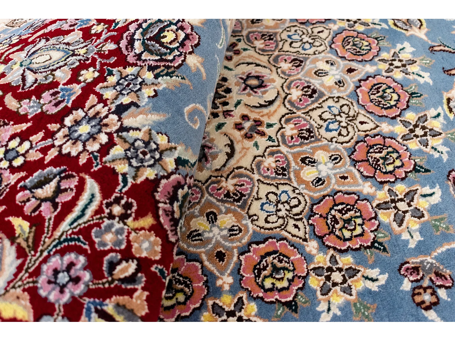 Tapis de laine 150x150 Bleu Nain