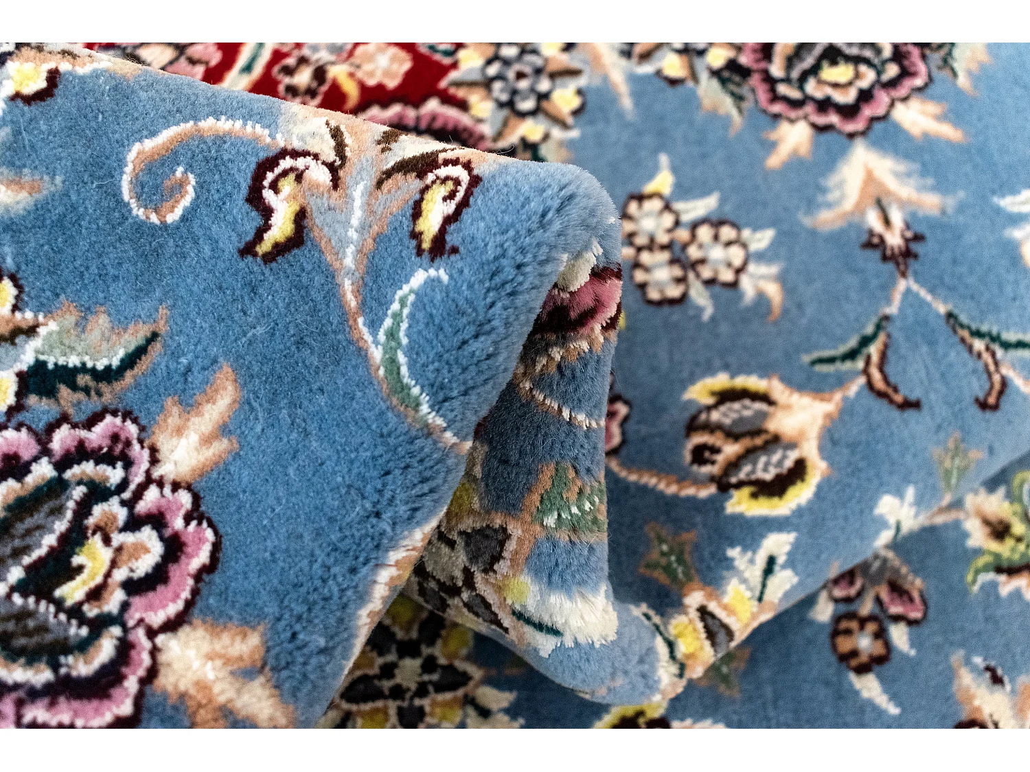 Tapis de laine 150x150 Bleu Nain