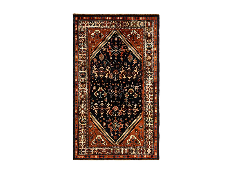Wollteppich 148x249 Schwarz Ghashghai