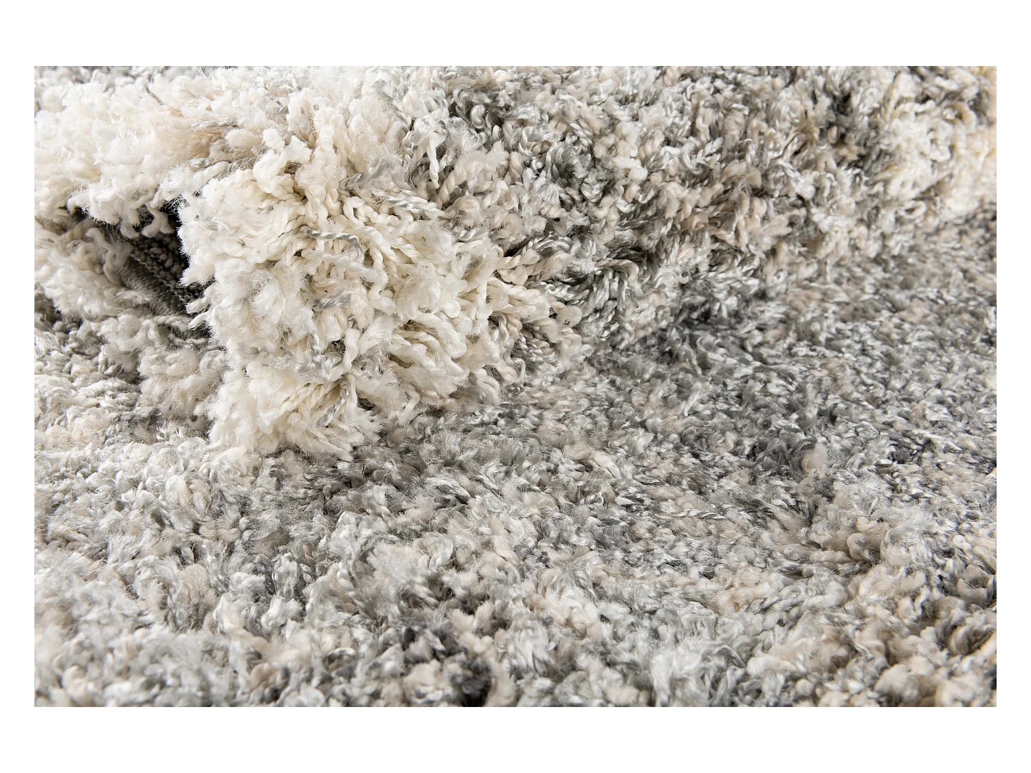 Hoogpolig tapijt 240x240 Beige - Grijs Lachen Haze