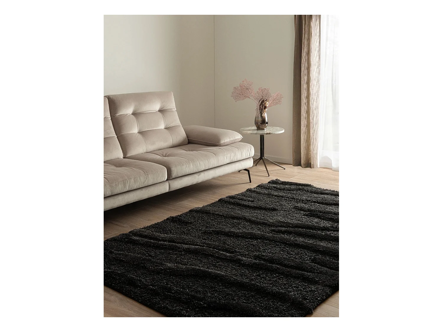 Tapis shaggy 160x245 noir Thun Tribus