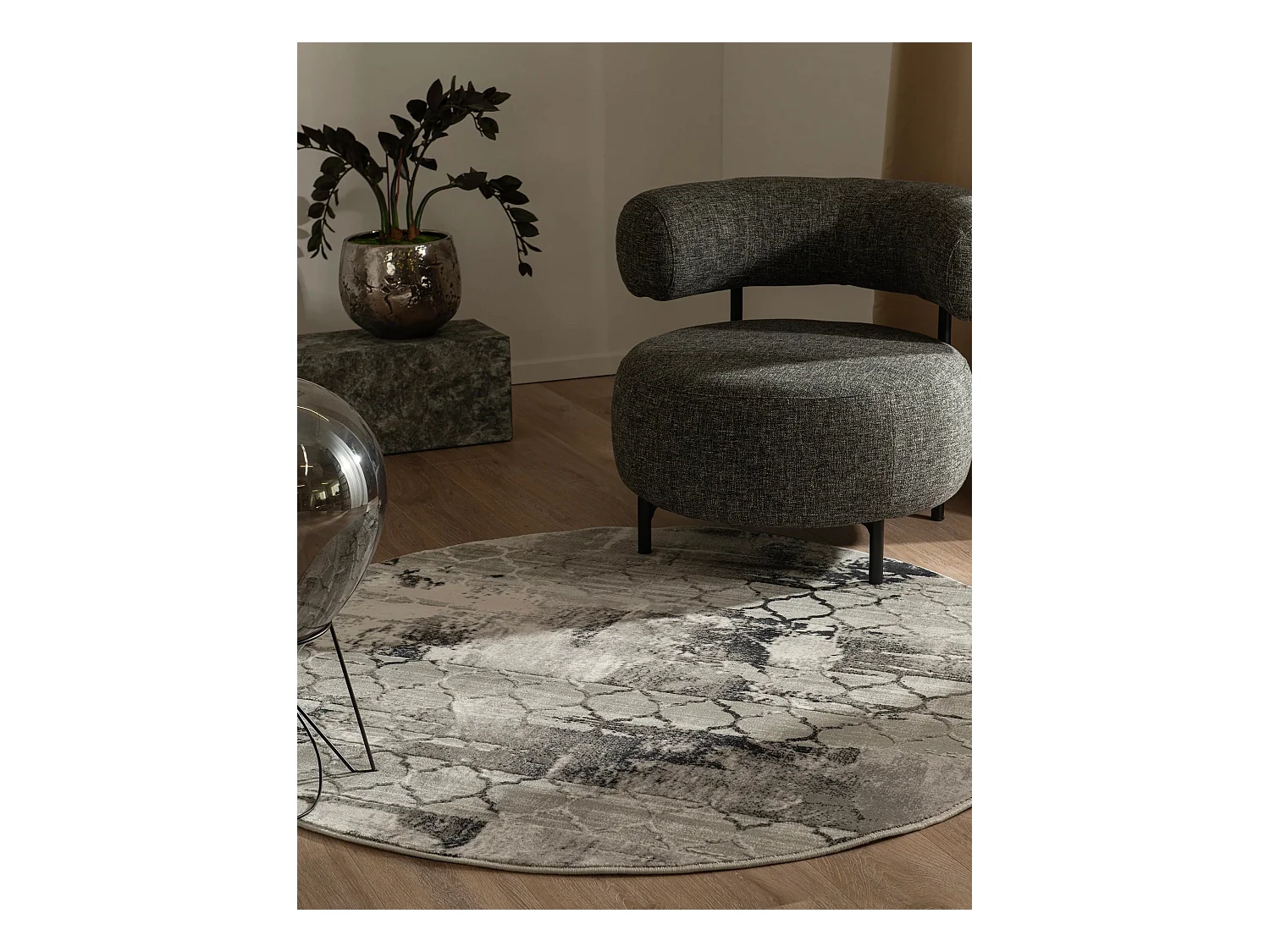 Tapis 240x240 gris Davos Mesh