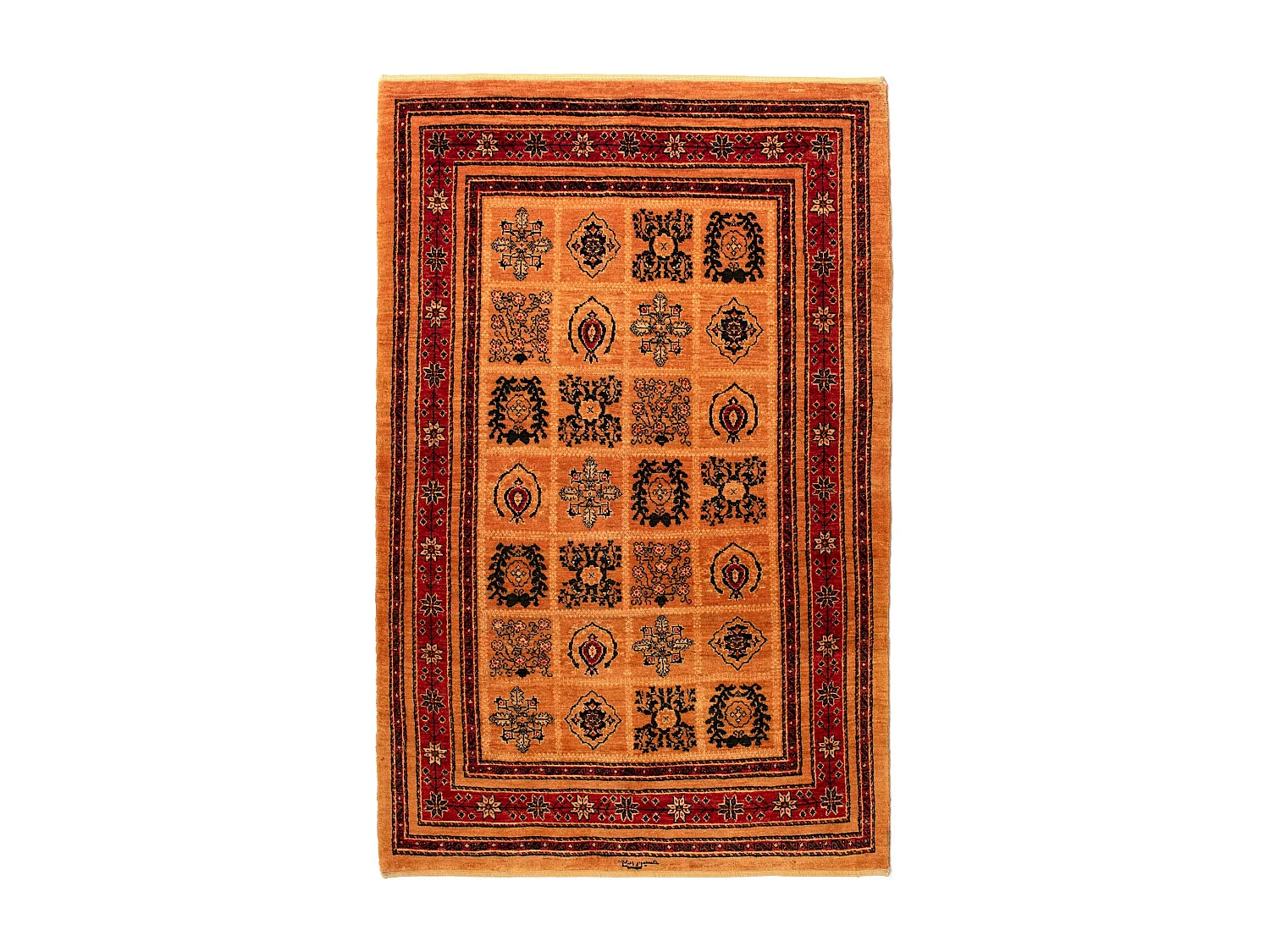 Tapis de laine 110x171 orange Kashkuli