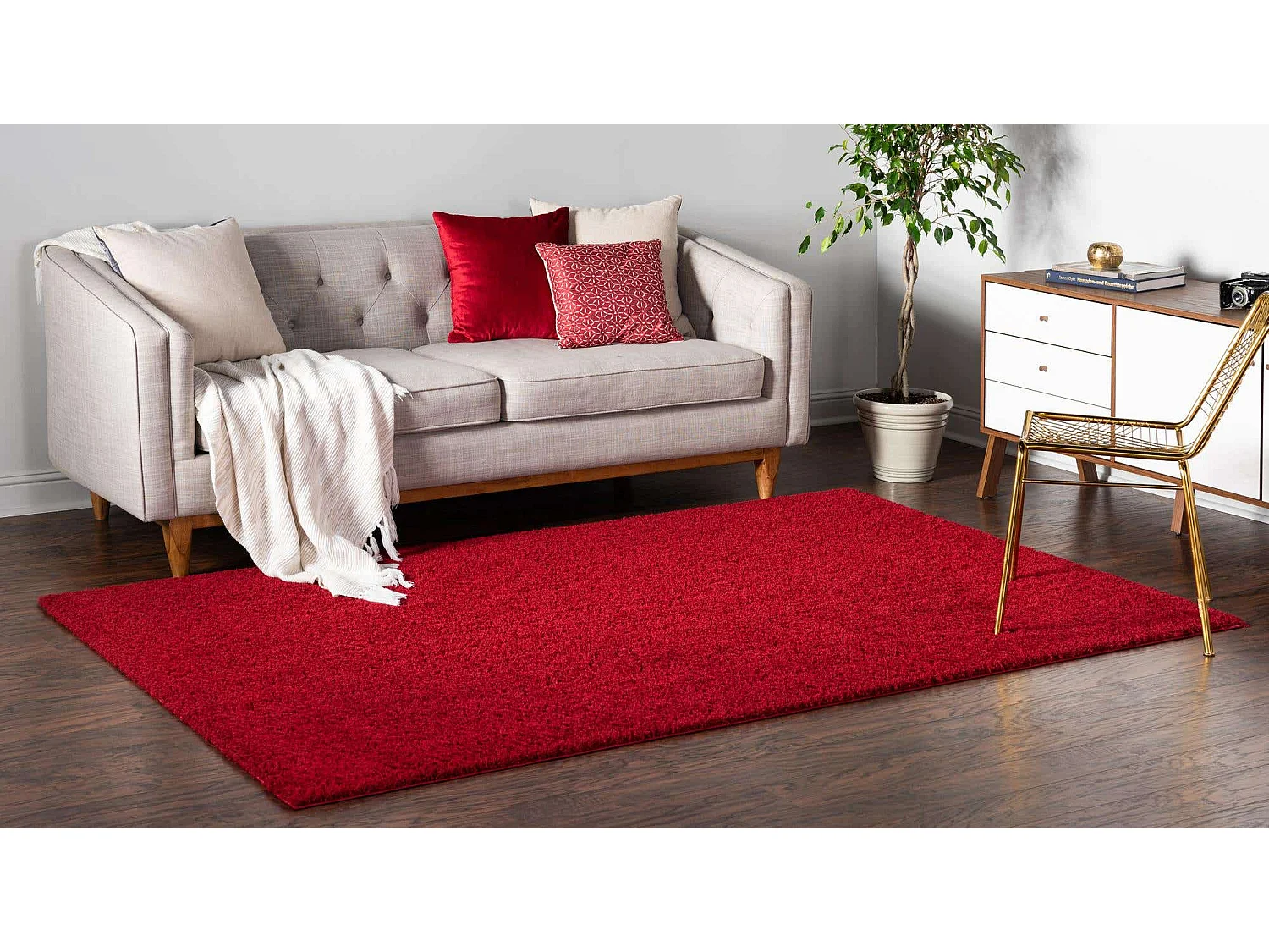 Tapis shaggy 240x305 rouge Luzern