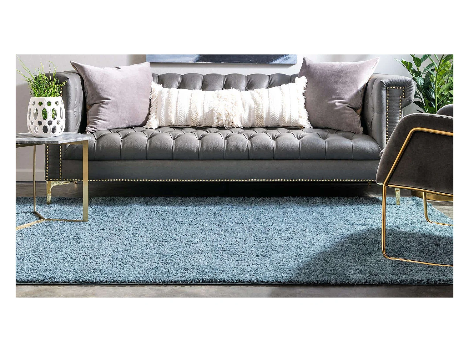 Hoogpolig tapijt 244x160 Blauw Luzern