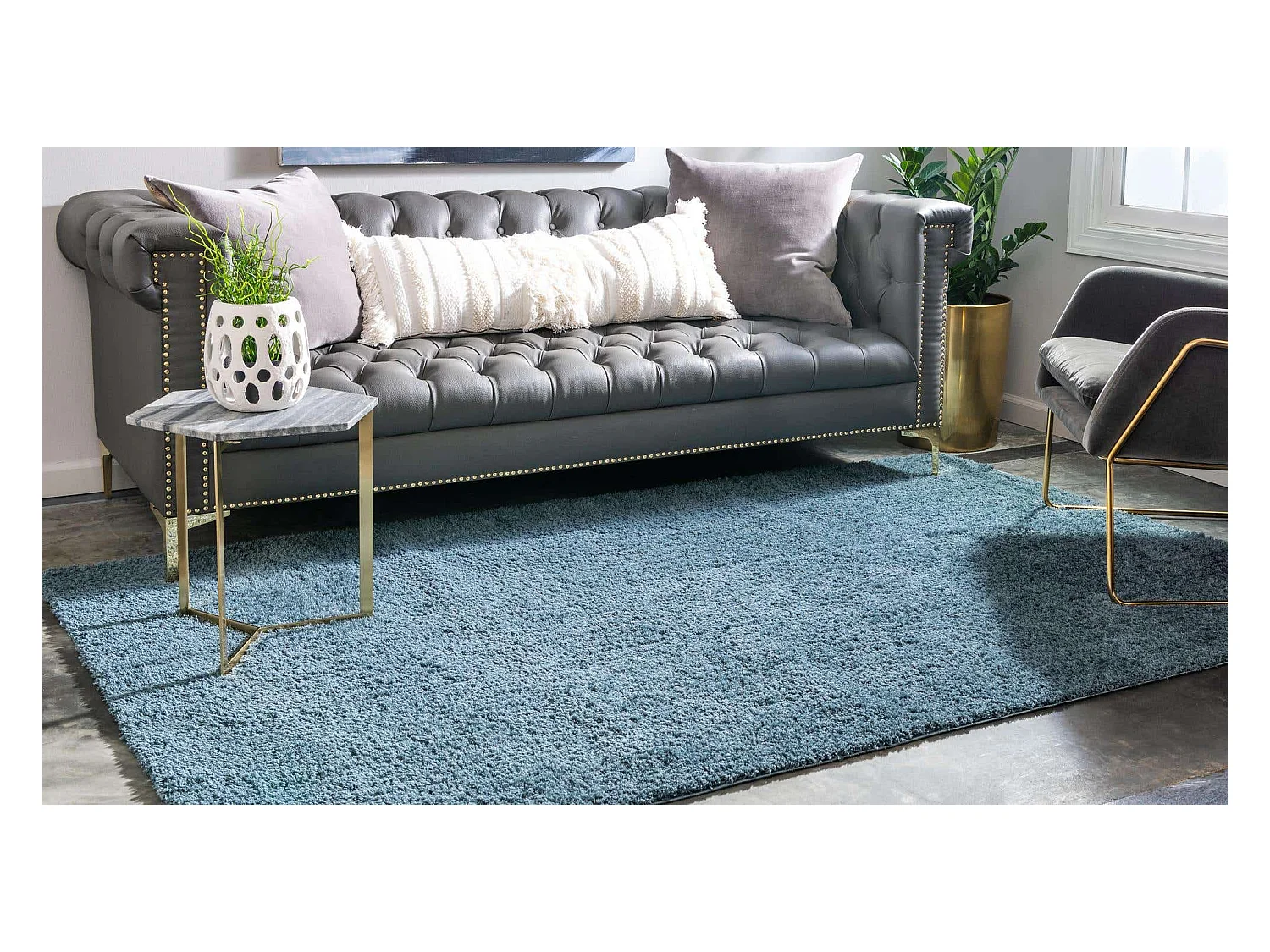 Hoogpolig tapijt 244x160 Blauw Luzern