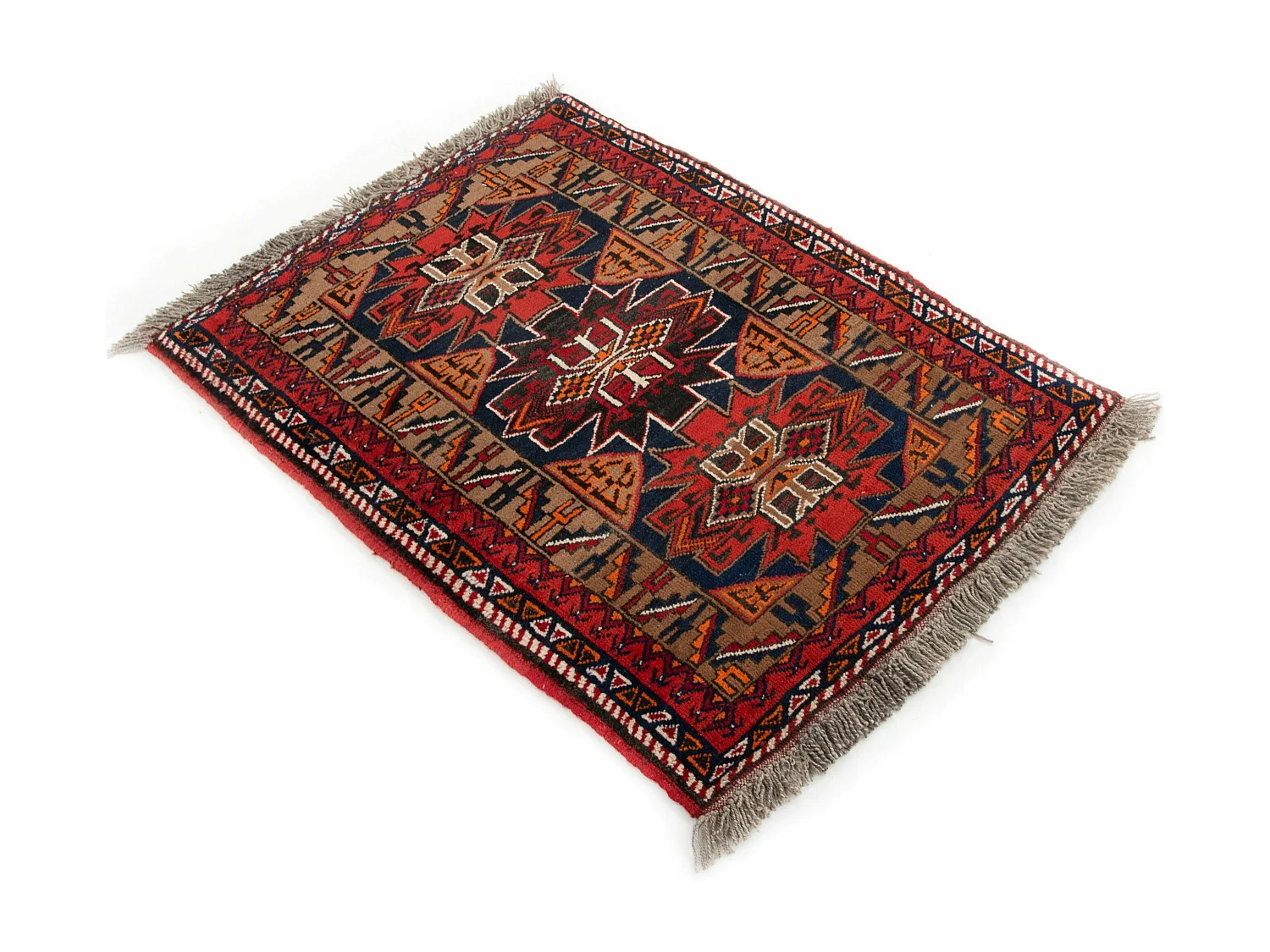 Wollteppich 83x112 Braun Afghan