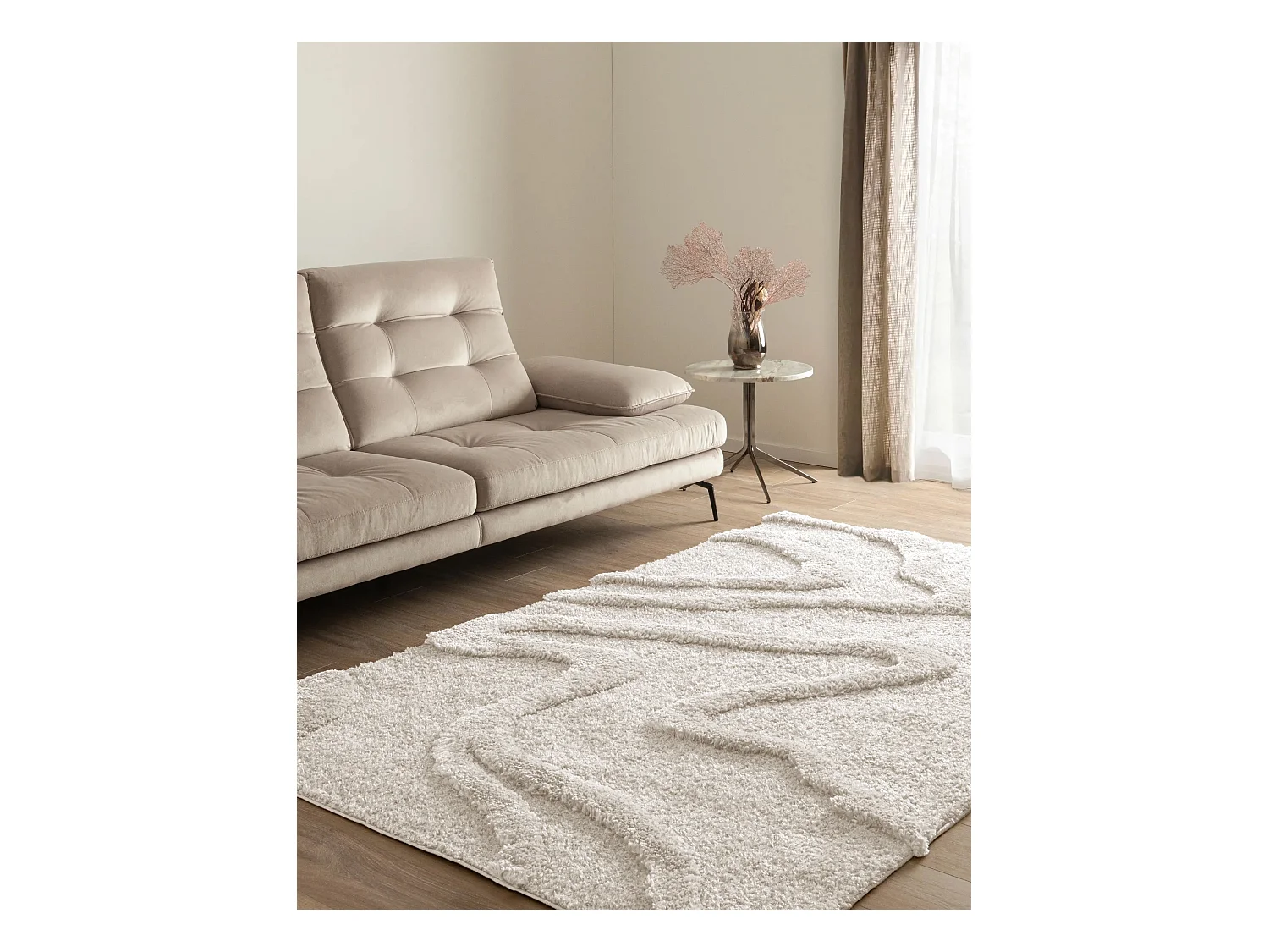 Hoogpolig tapijt 185x125 Wit Thun Arbor