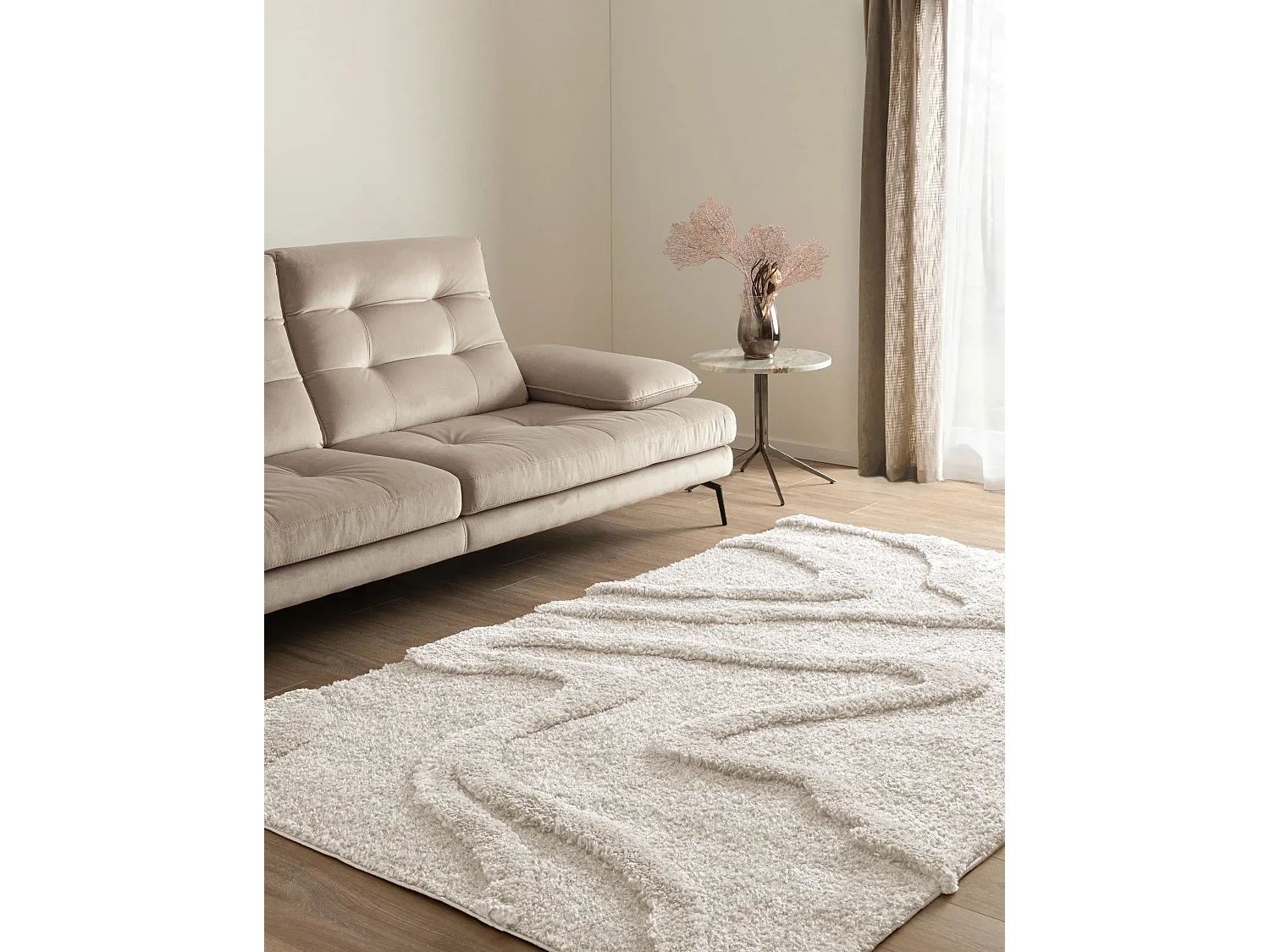 Hoogpolig tapijt 185x125 Wit Thun Arbor