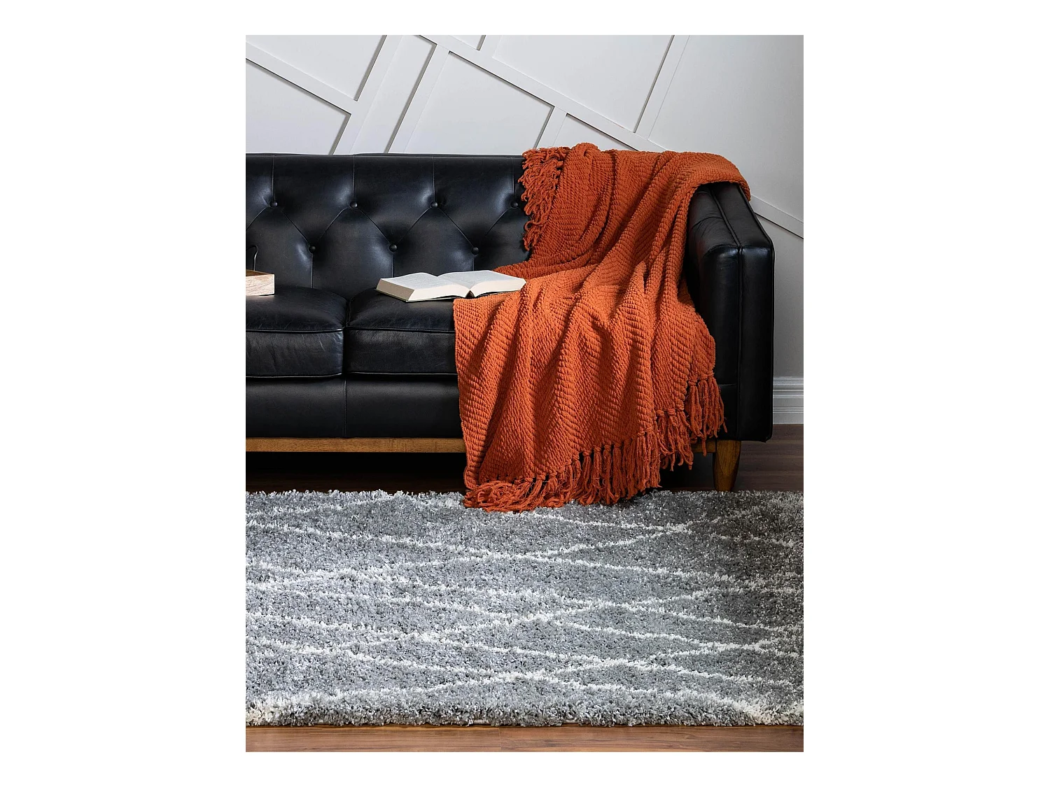 Hoogpolig tapijt 275x185 Grijs Lachen Fence