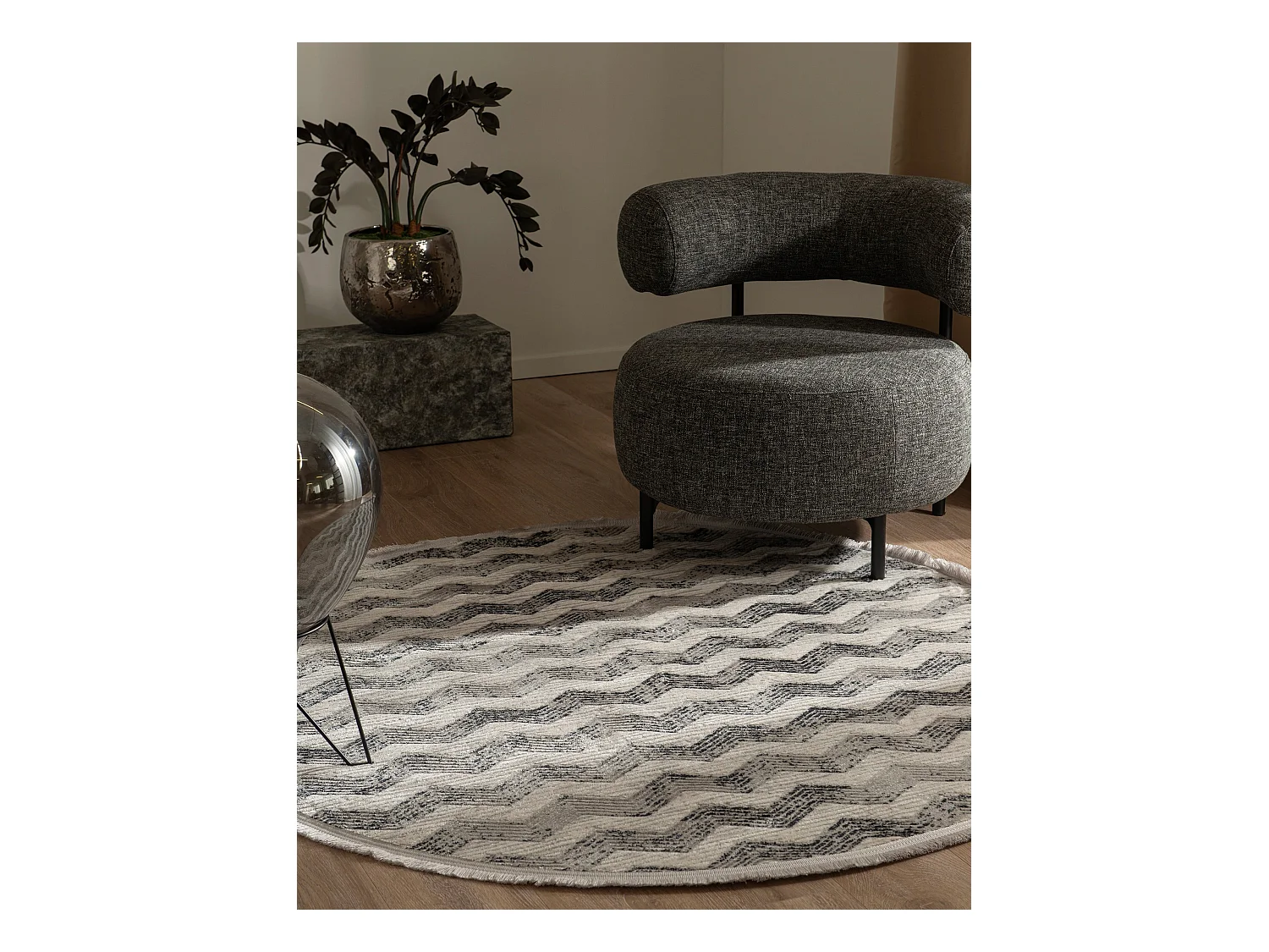 Teppich 125x125 Grau Davos Grecian