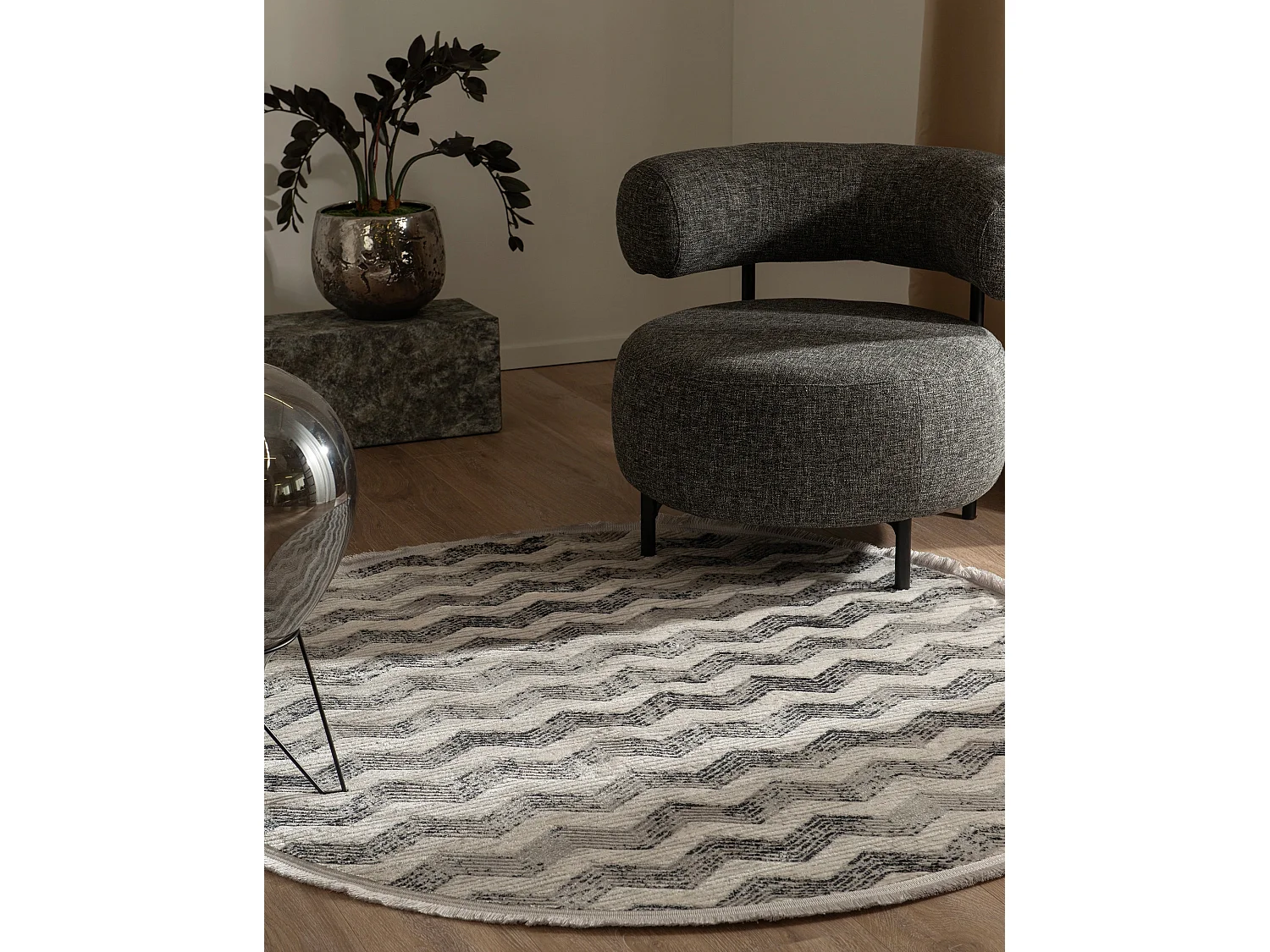Tapis 125x125 gris Davos Grecian