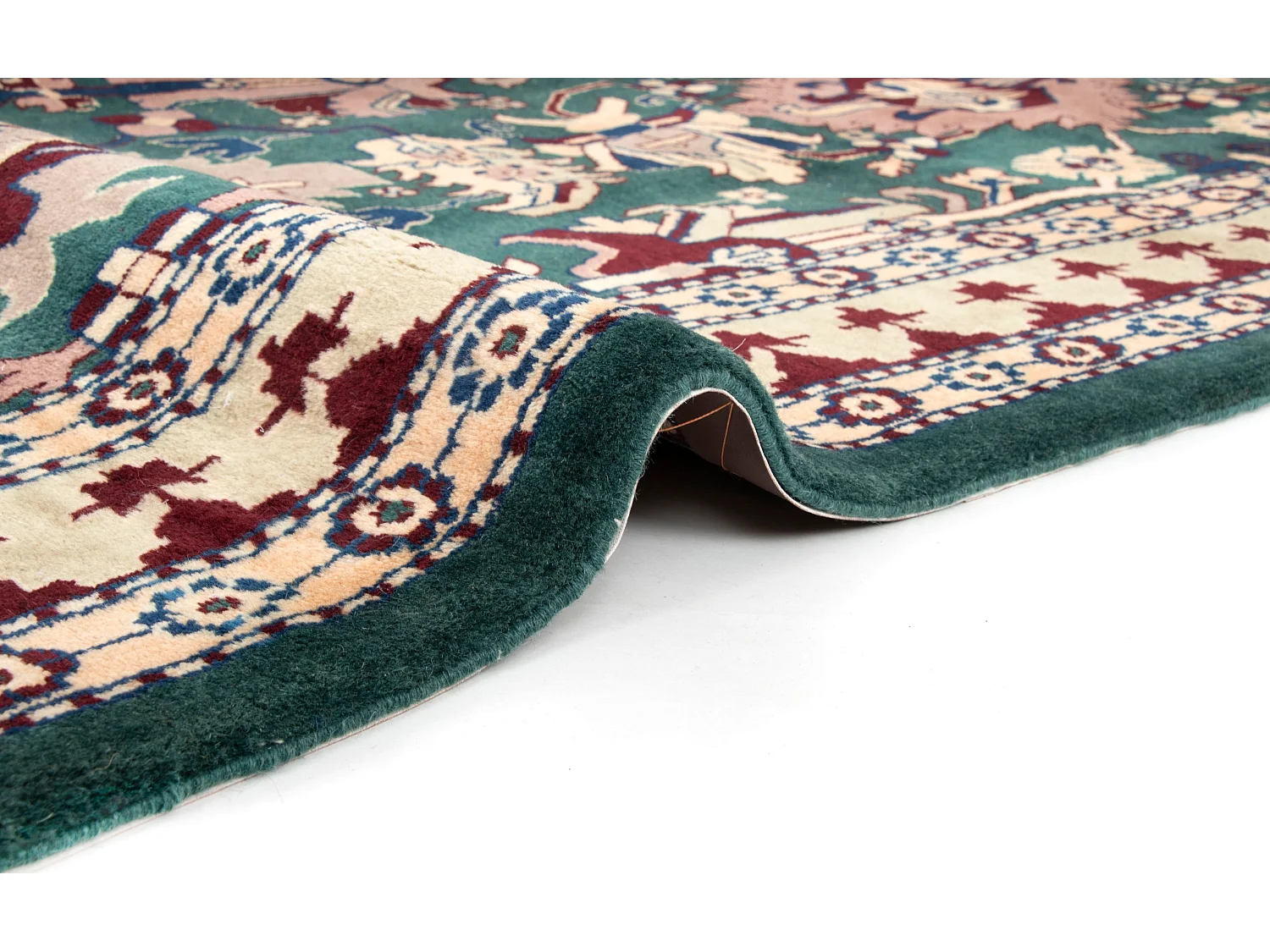 Wollteppich 251x357 Grün Tabriz