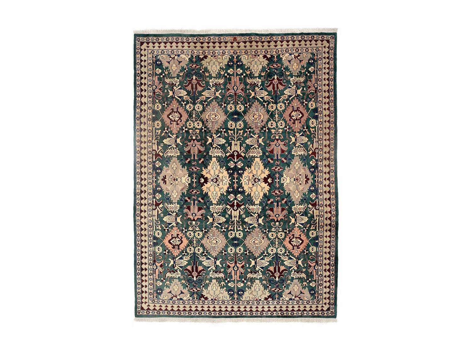Wollteppich 251x357 Grün Tabriz