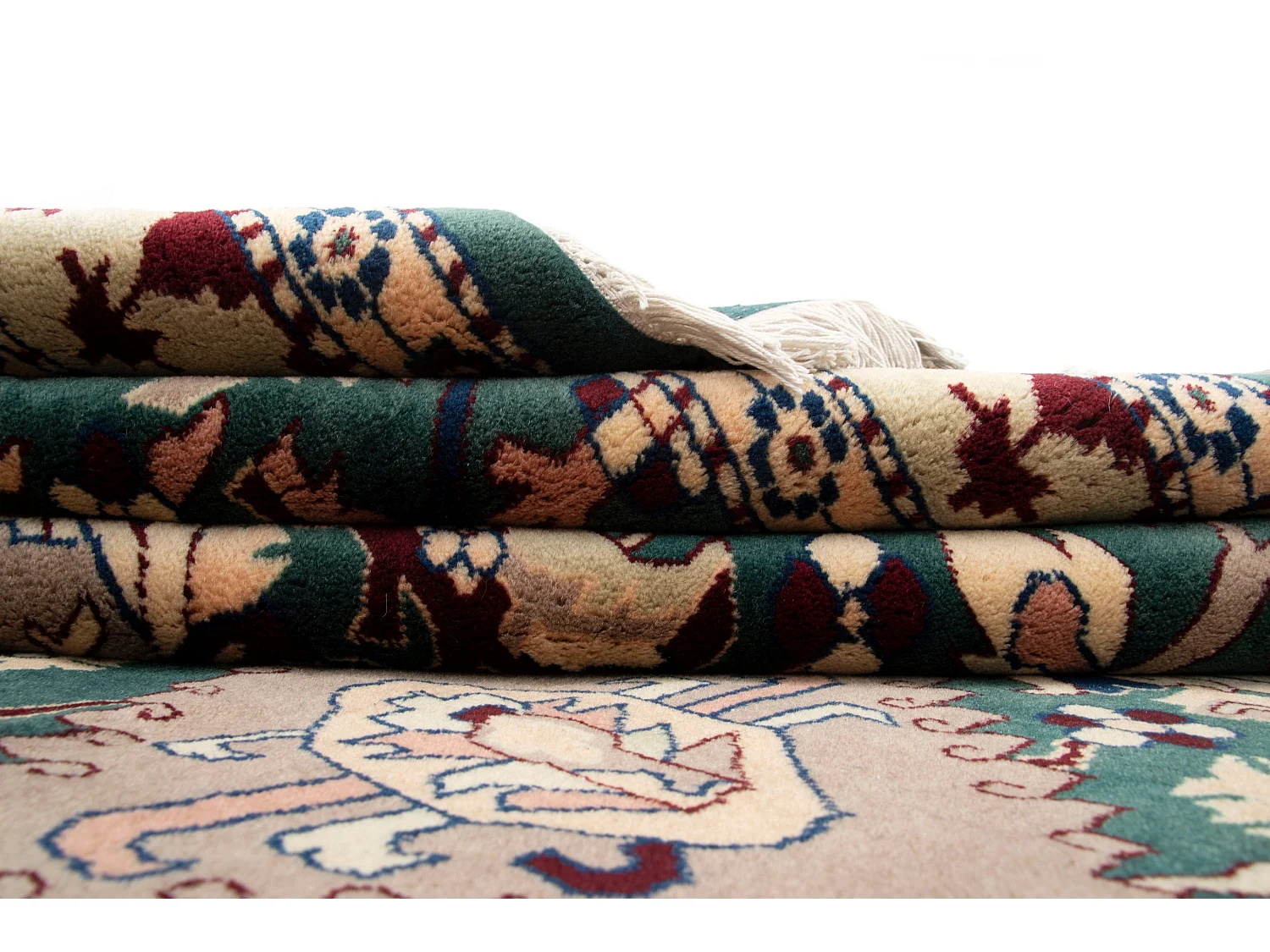 Wollteppich 251x357 Grün Tabriz