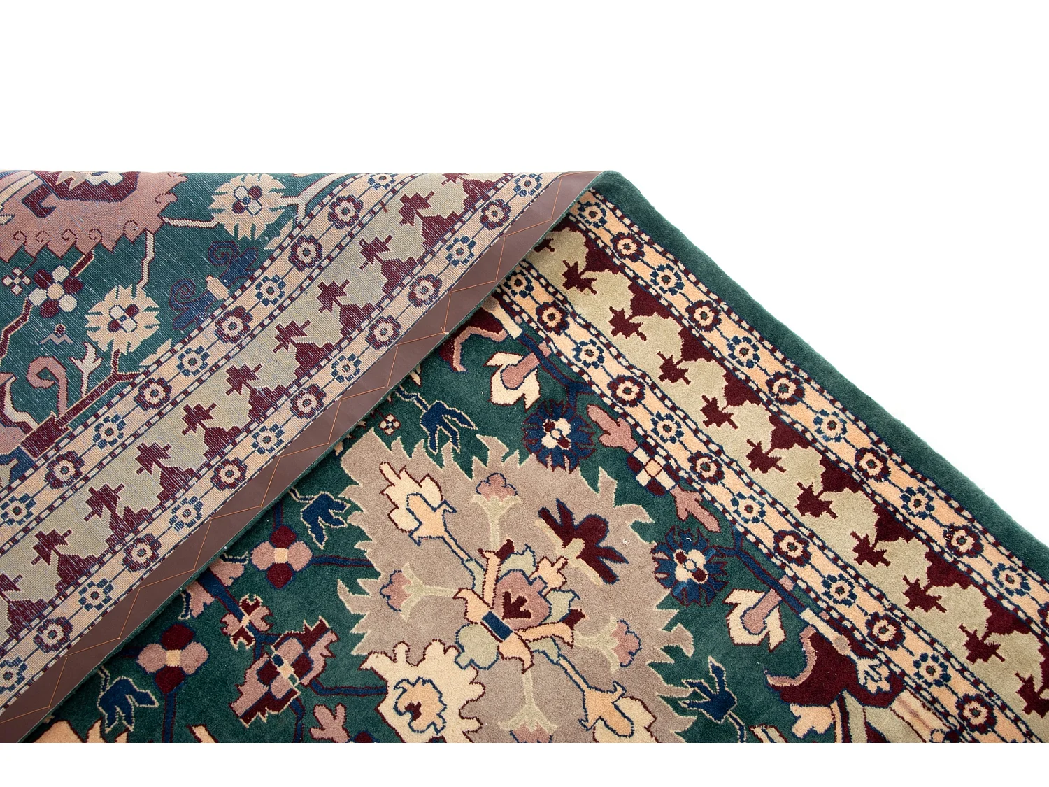 Wollteppich 251x357 Grün Tabriz