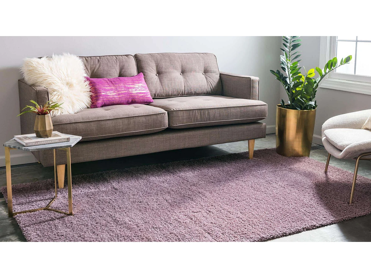 Tapis shaggy 240x240 Violet Luzern