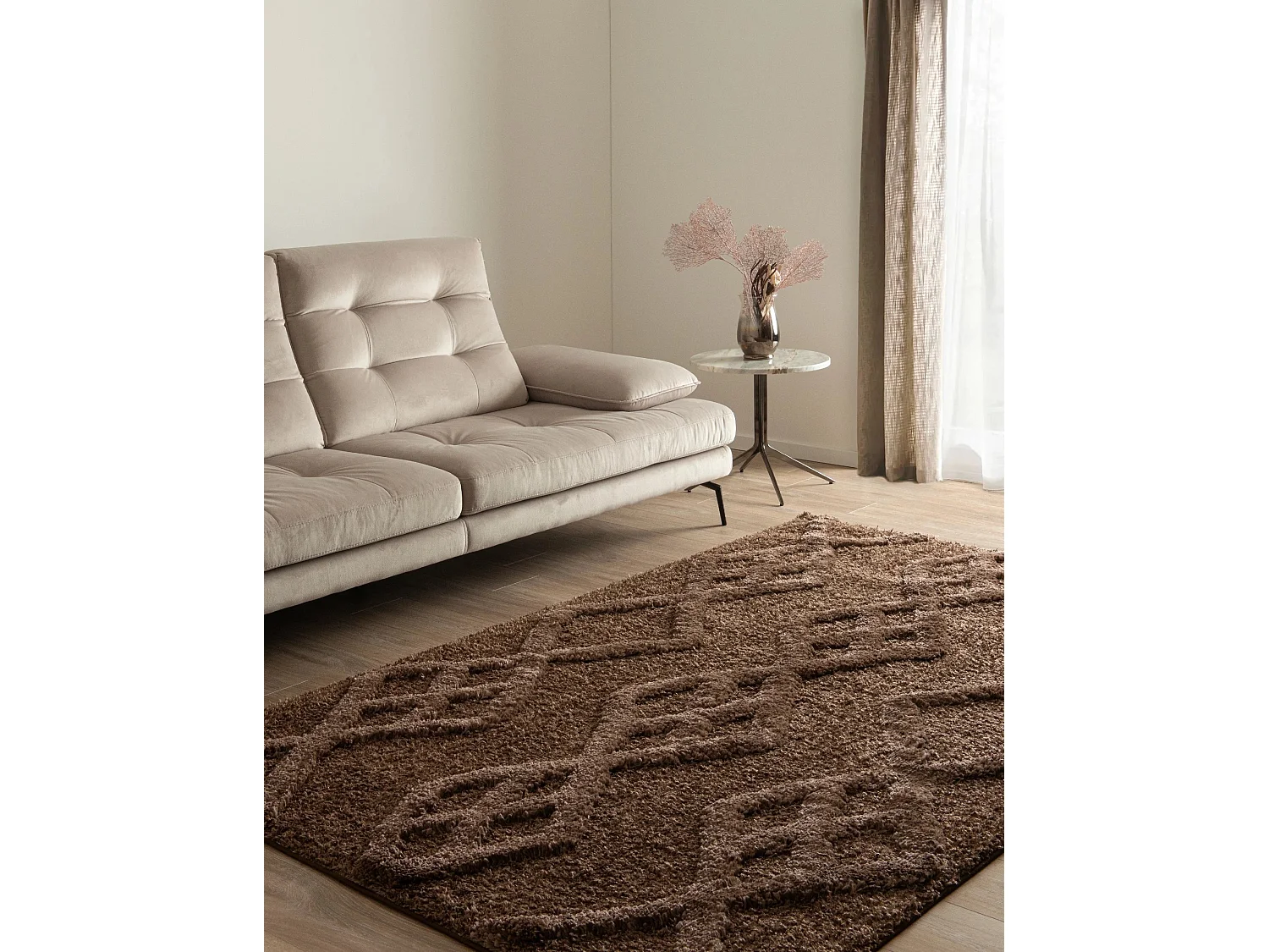 Tapis shaggy 240x305 marron foncé Thun Tribus