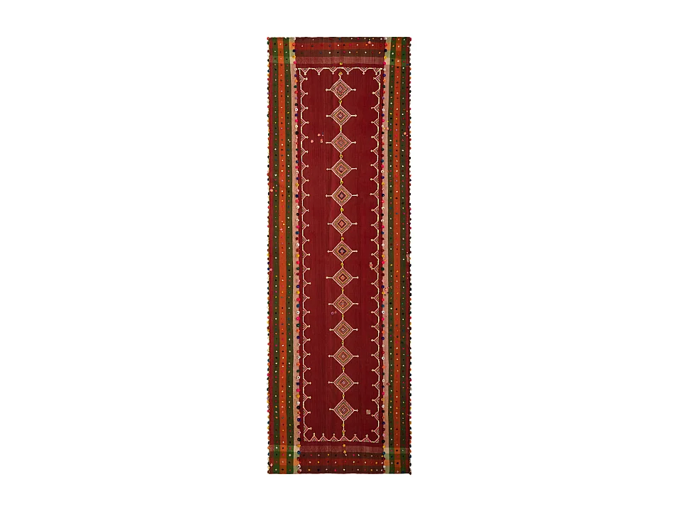 Tapis de laine 125x388 rouge Jajim