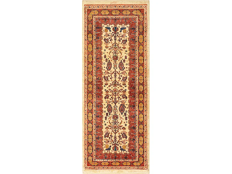 Läufer-Wollteppich 79x209 Rot Kashkuli