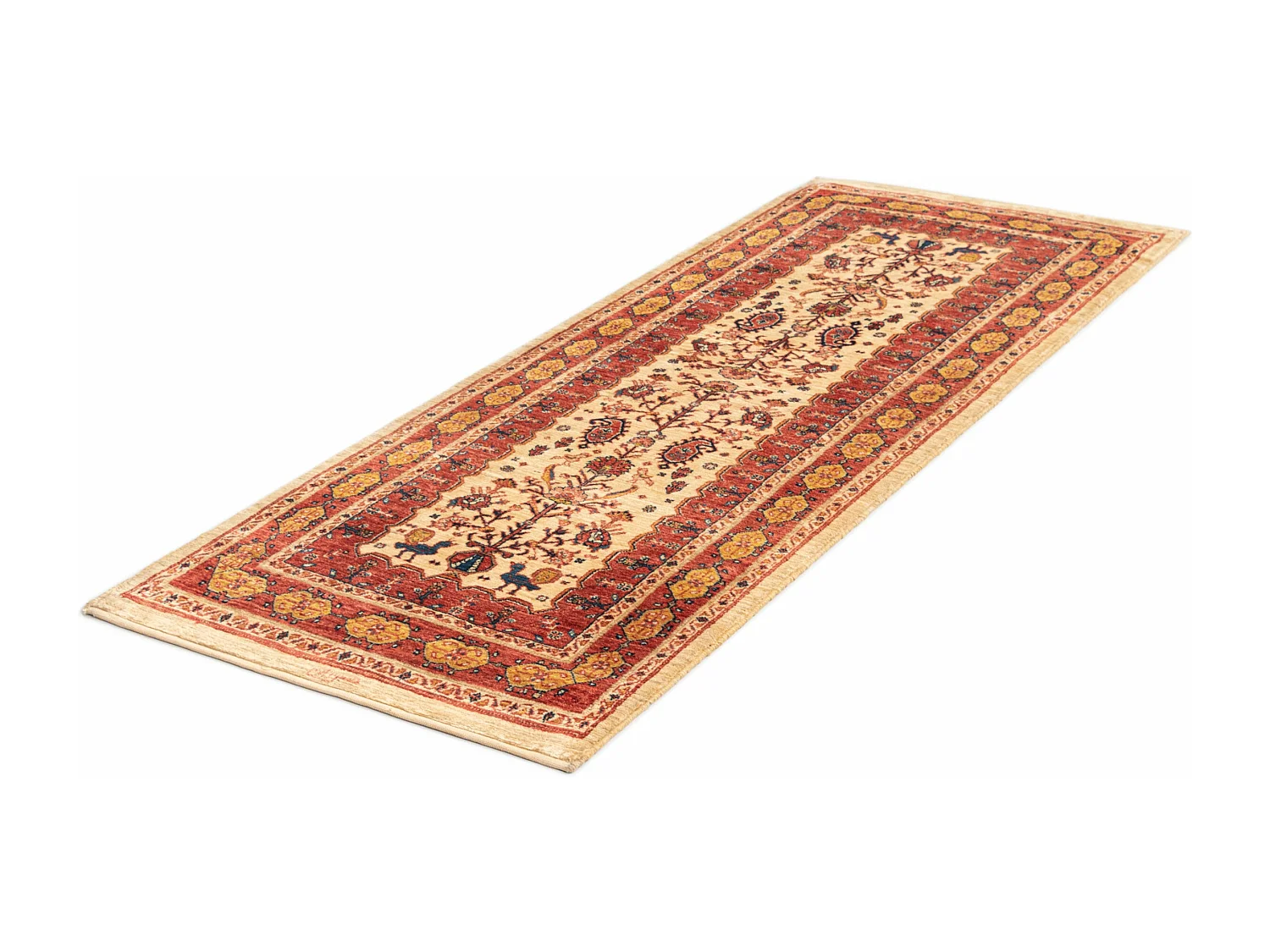 Läufer-Wollteppich 79x209 Rot Kashkuli