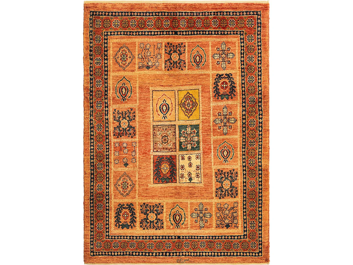 Tapis de laine 106x152 orange Kashkuli