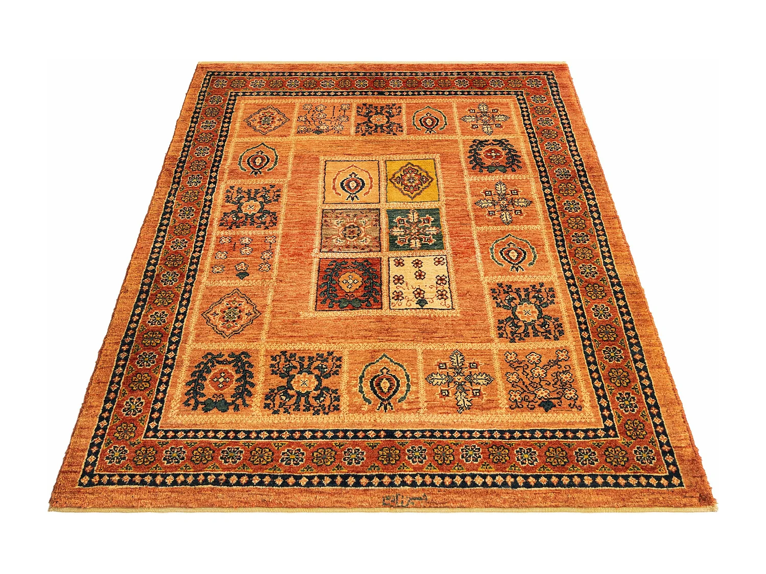 Tapis de laine 106x152 orange Kashkuli