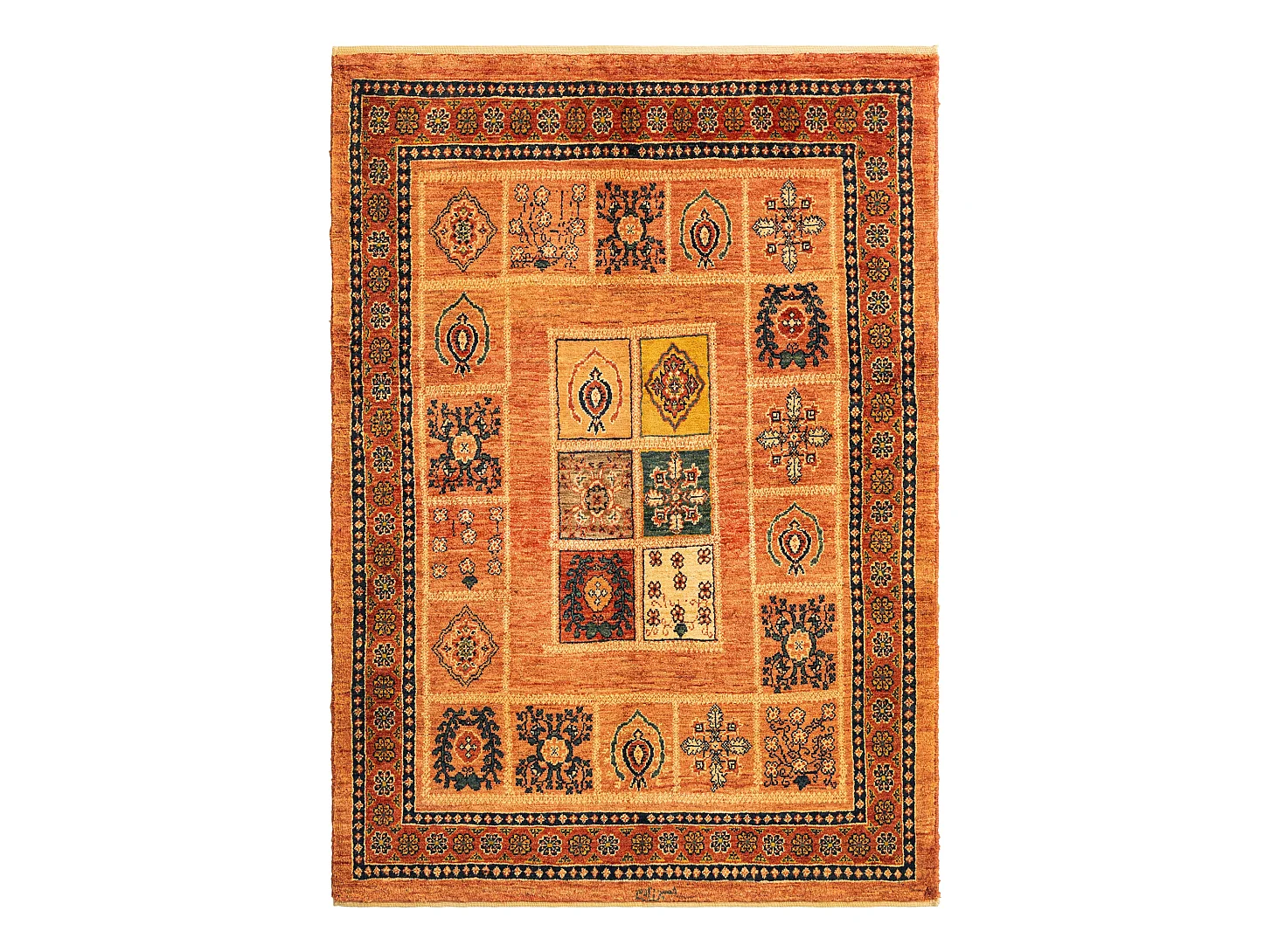 Tapis de laine 106x152 orange Kashkuli