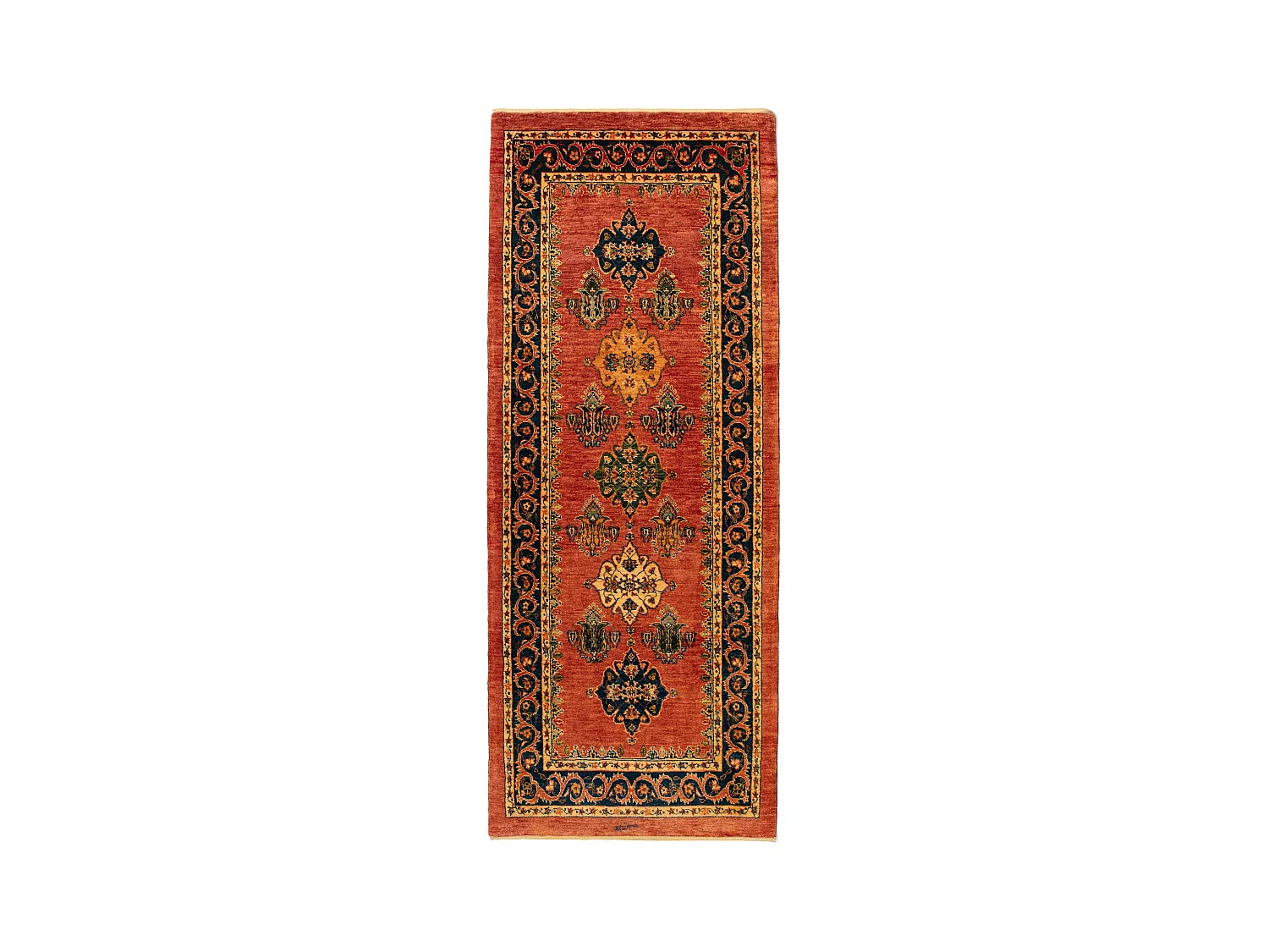 Tapis de couloir en laine 84x218 orange Kashkuli