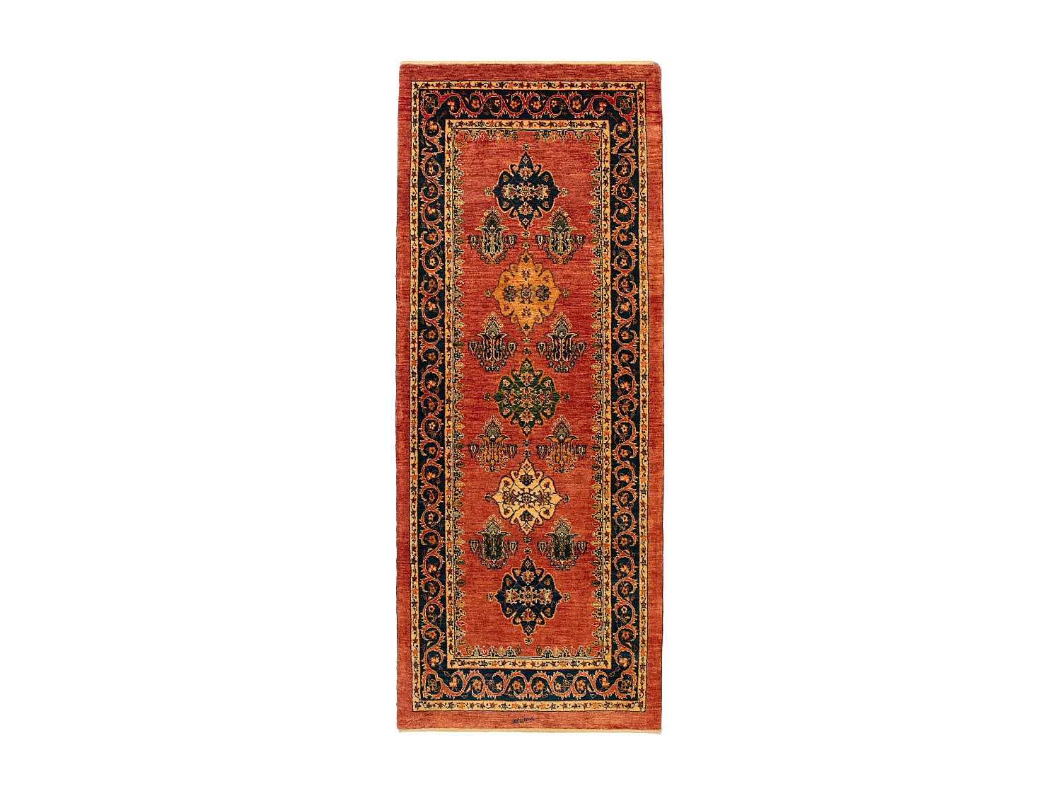 Tapis de couloir en laine 84x218 orange Kashkuli