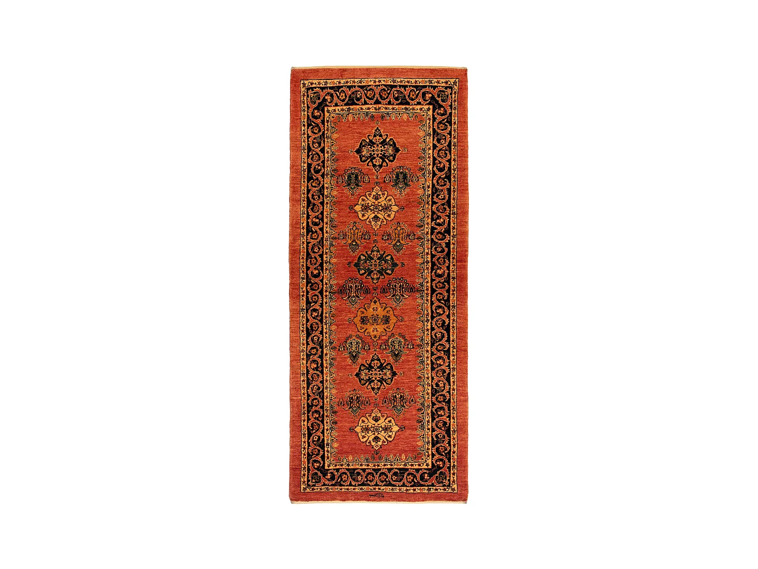 Tapis de couloir en laine 89x216 orange Kashkuli