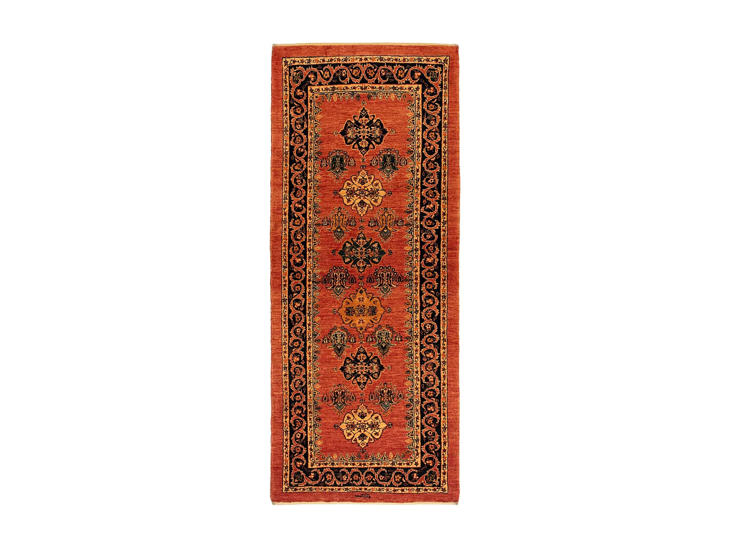 Tapis de couloir en laine 89x216 orange Kashkuli