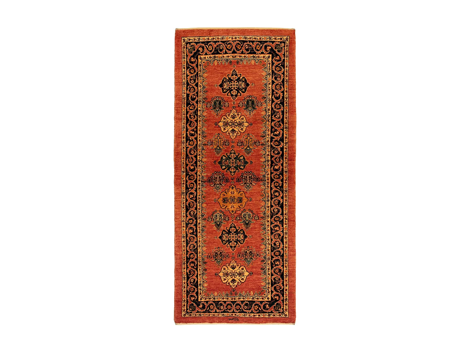 Tapis de couloir en laine 89x216 orange Kashkuli