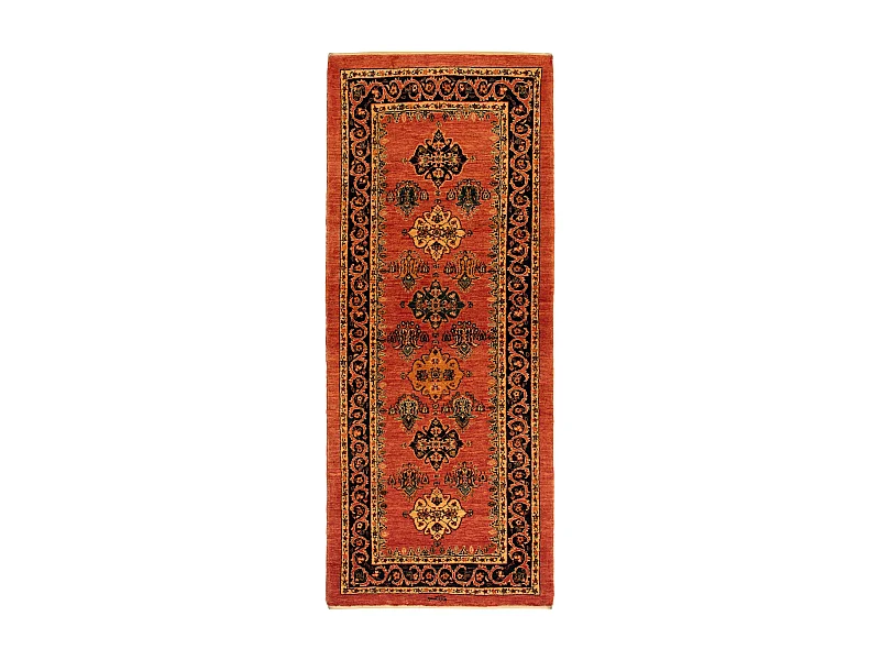 Tapis de couloir en laine 89x216 orange Kashkuli