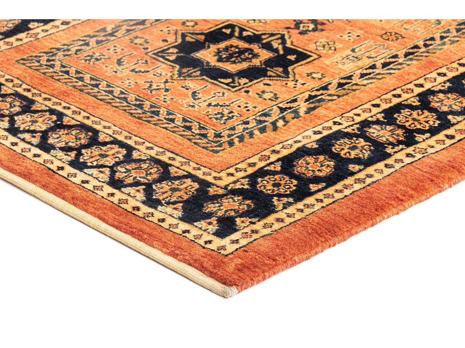 Tapis de couloir en laine 85x204 orange Kashkuli