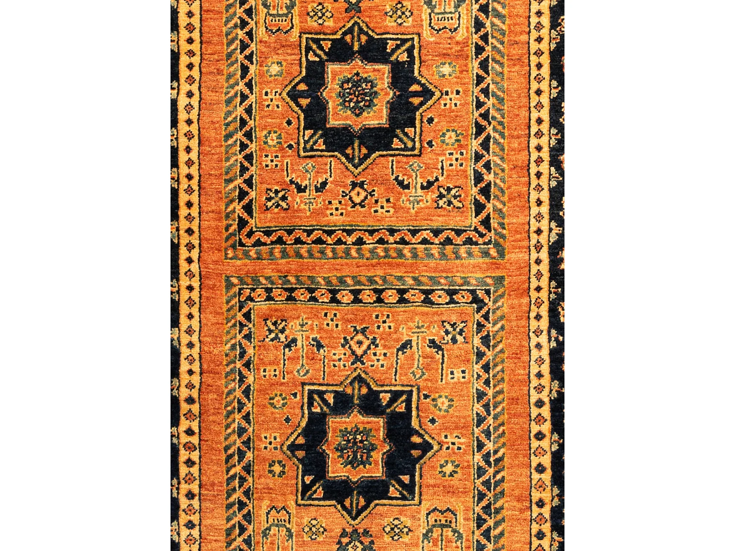 Tapis de couloir en laine 85x204 orange Kashkuli