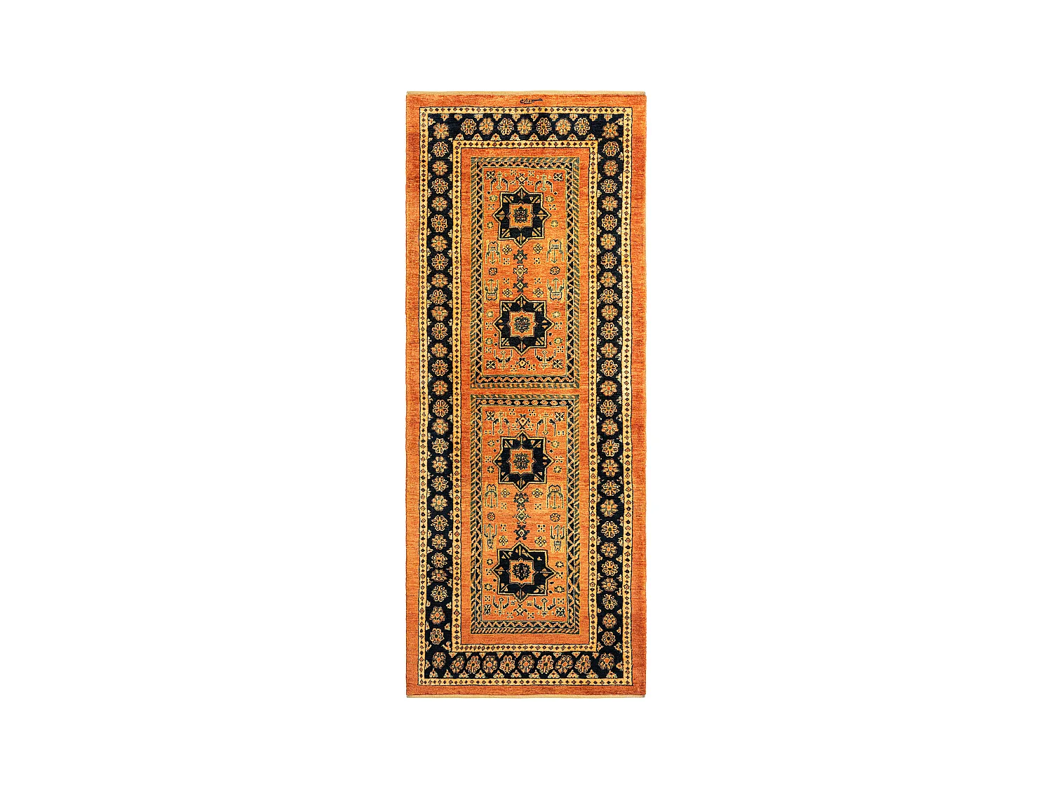 Tapis de couloir en laine 85x204 orange Kashkuli