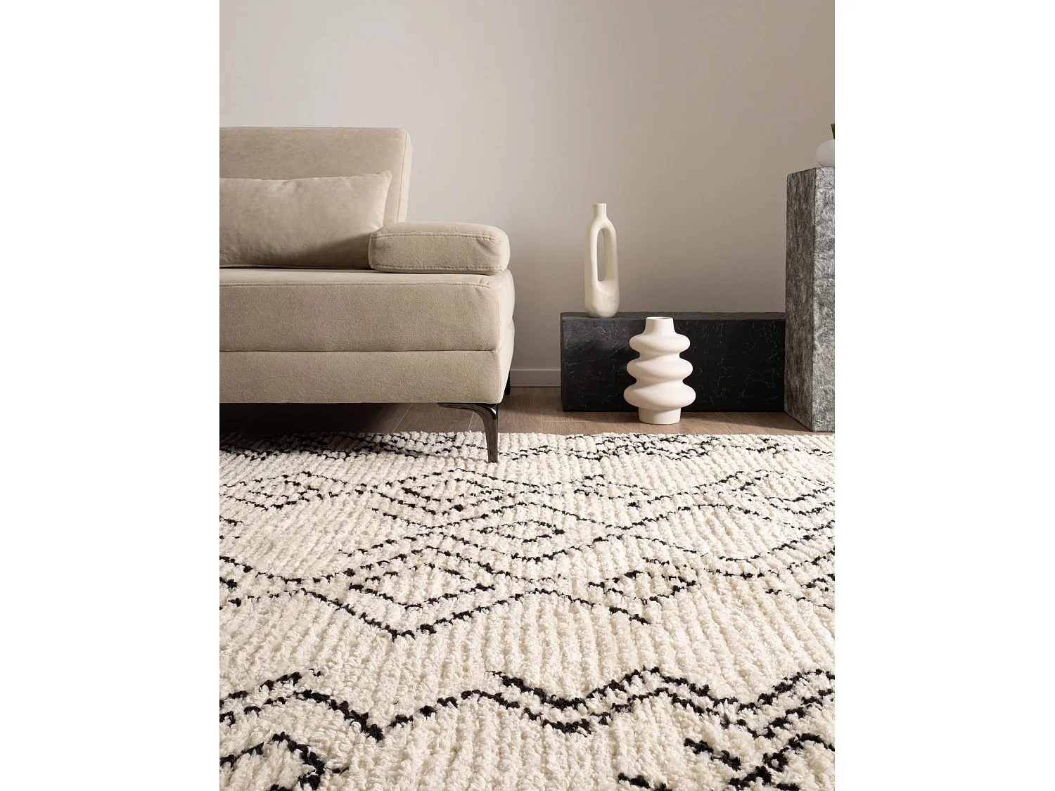 Tapis shaggy 160x245 beige Frauenfeld Classic