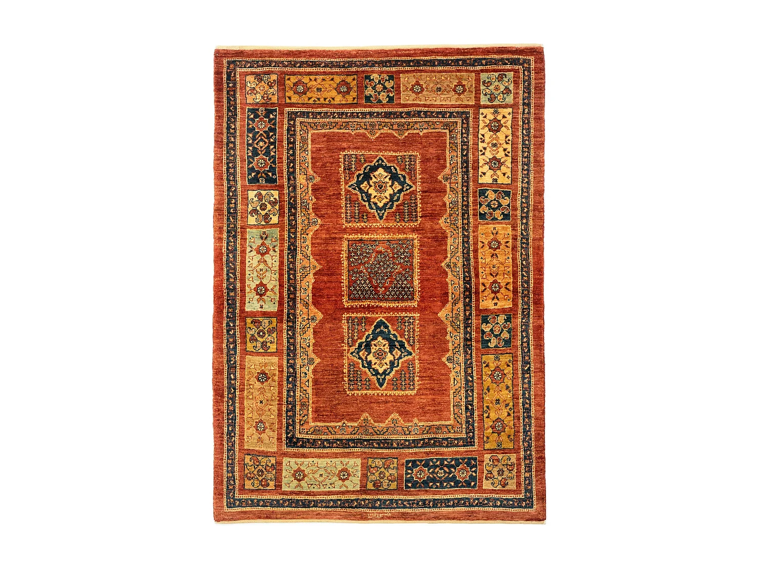 Wollteppich 109x157 Braun Kashkuli