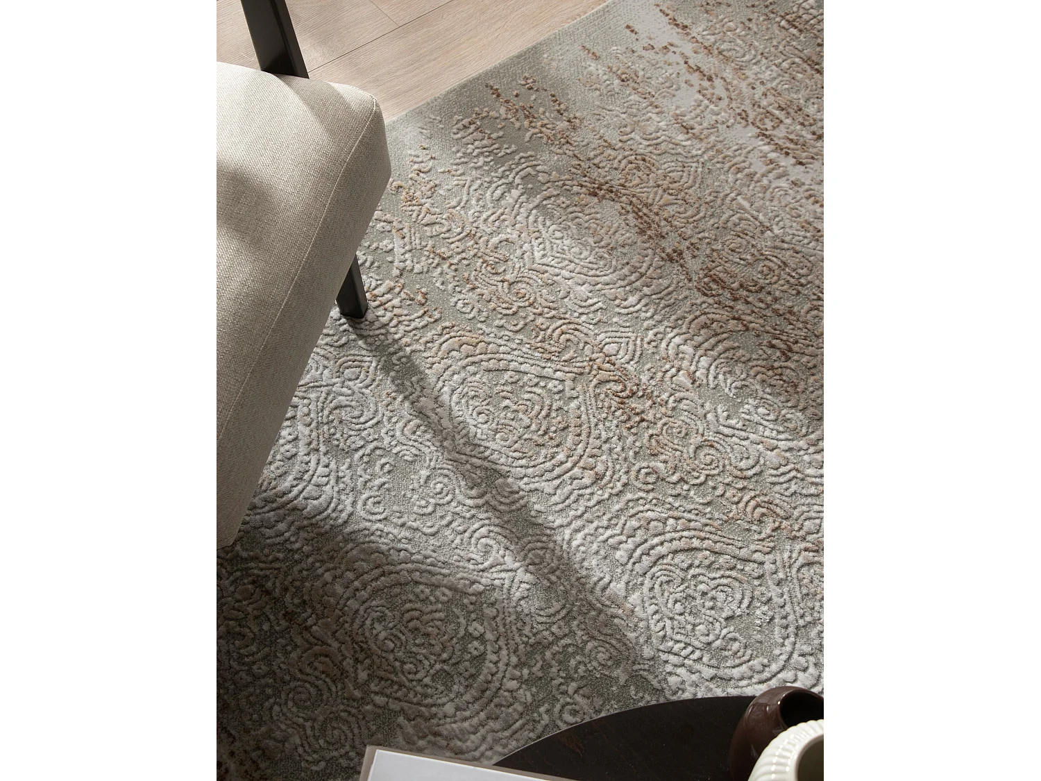 Tapis 160x245 gris beige Davos Charme