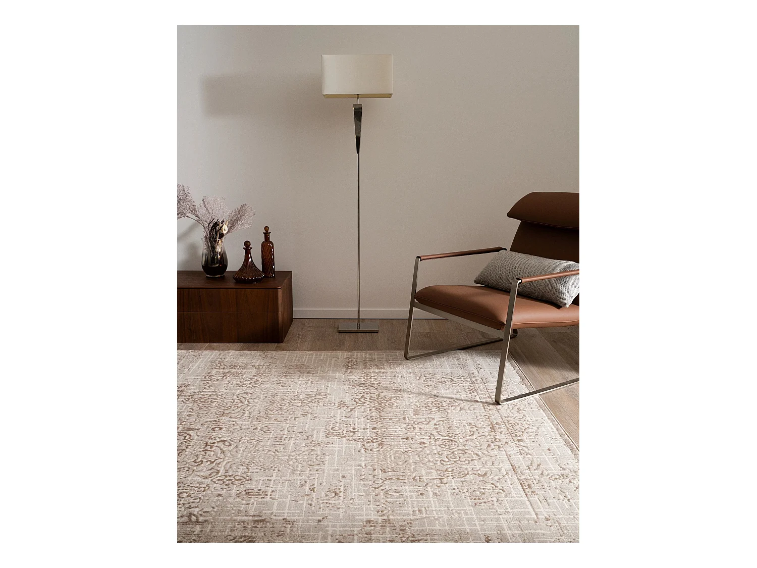 Tapis 185x185 beige Bern Shimmer