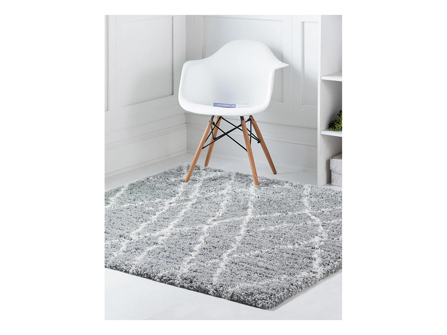 Tapis shaggy 185x185 gris Lachen Fence