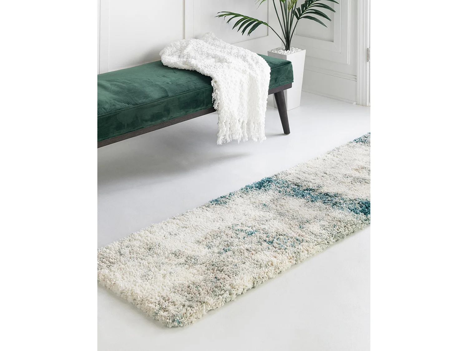 Tapis shaggy 80x305 beige - vert Lachen Haze